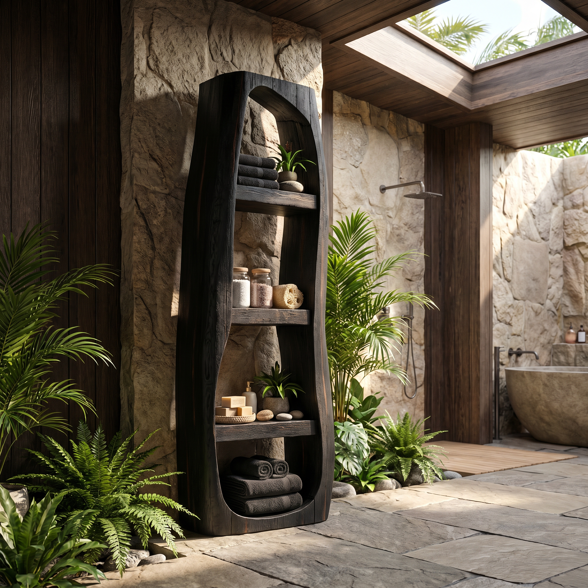 Minimal Bathroom Storage Cabinet With Curved Arched Design For Bathroom SINLSABCT030