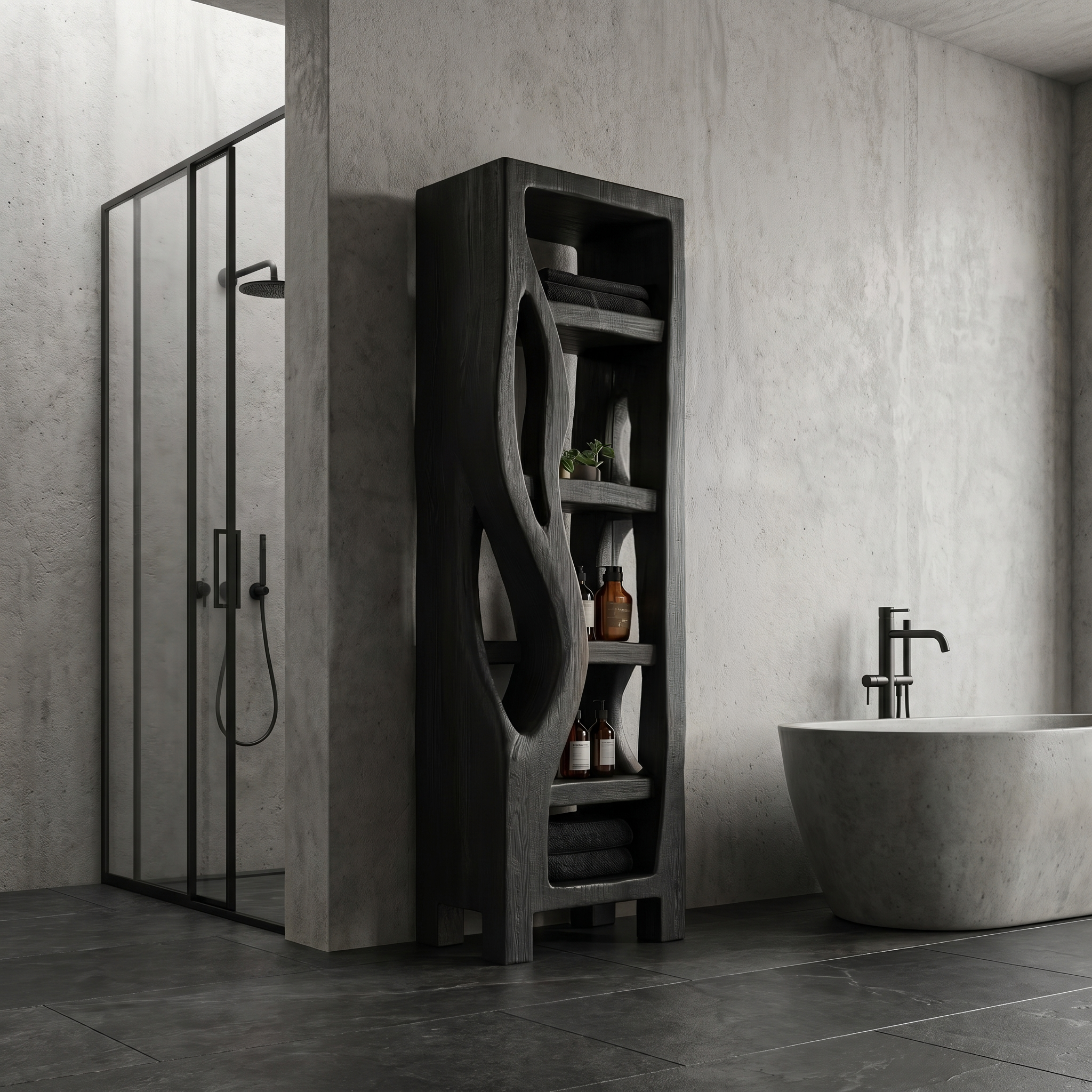 Rustic Bathroom Cabinet With Organic Branch Design For Bathroom SINLSABCT034