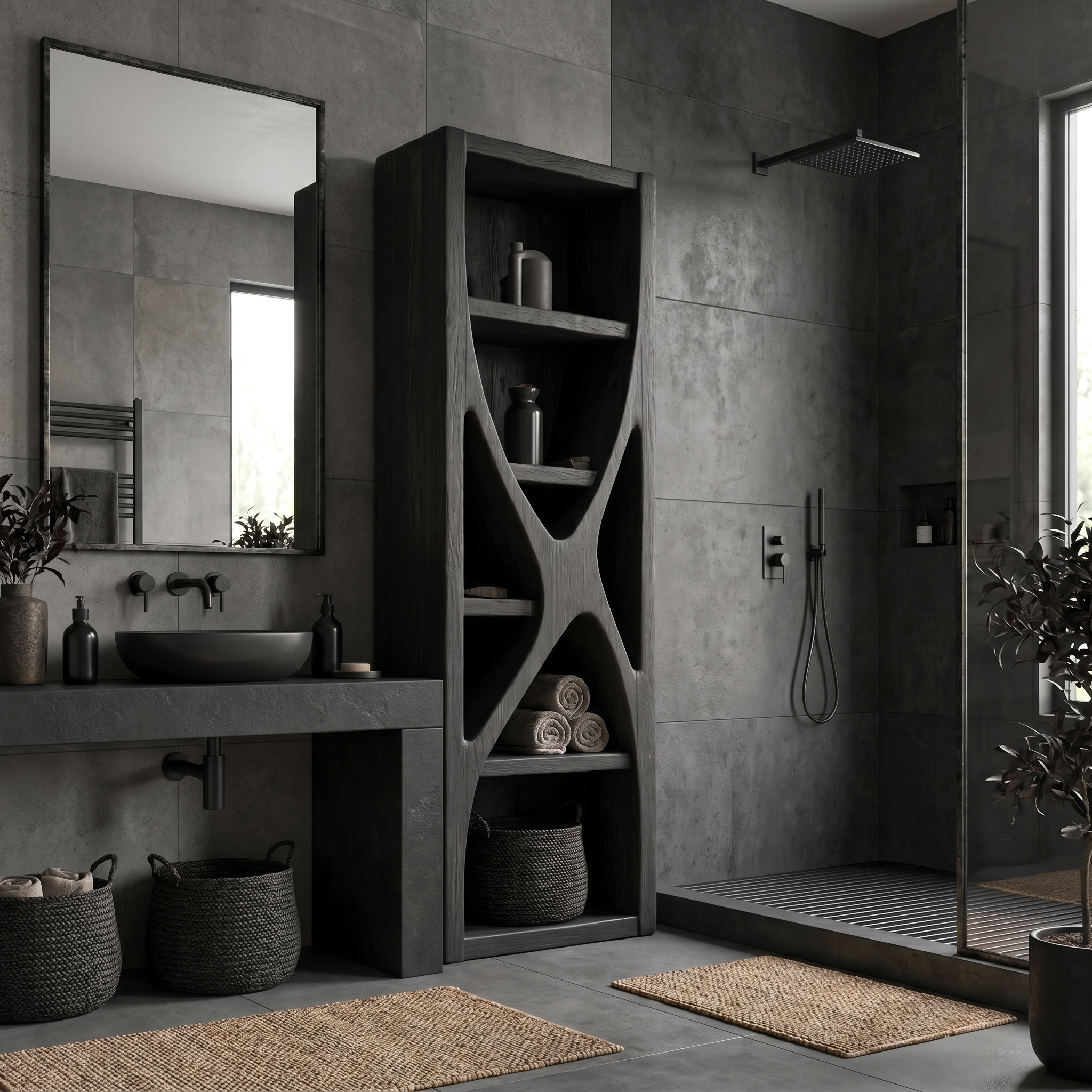 Rustic Bathroom Cabinet With Natural Branch Structure For Bathroom SINLSABCT035
