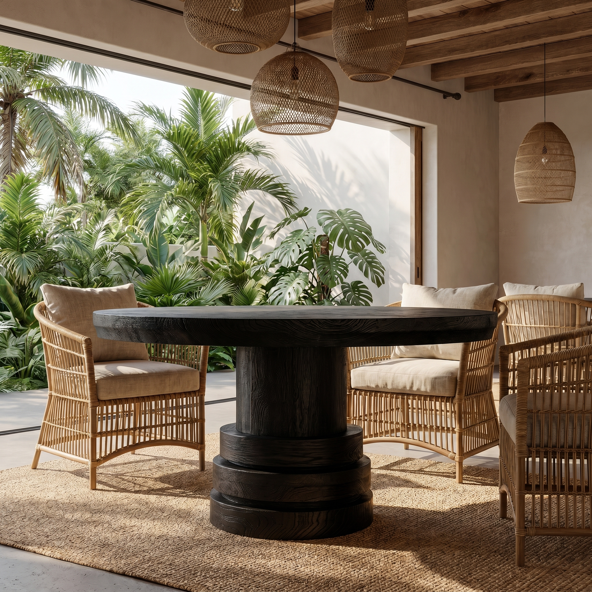 Rustic Farmhouse Round Dining Table For Dining Room SINLSADT175