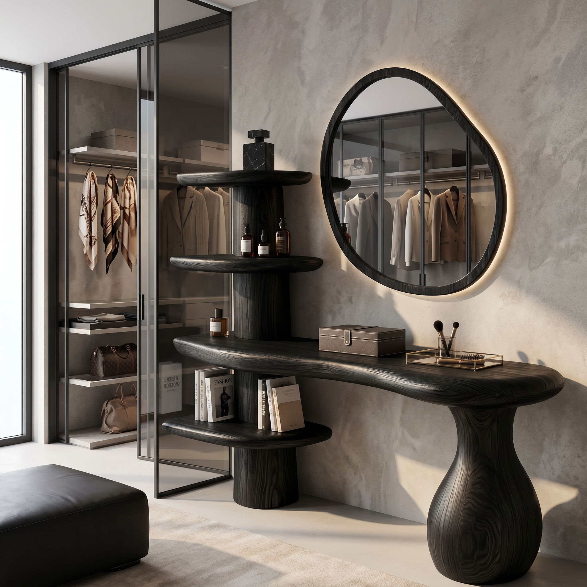 Organic Corner Vanity Table For Bedroom SINLSABDT078