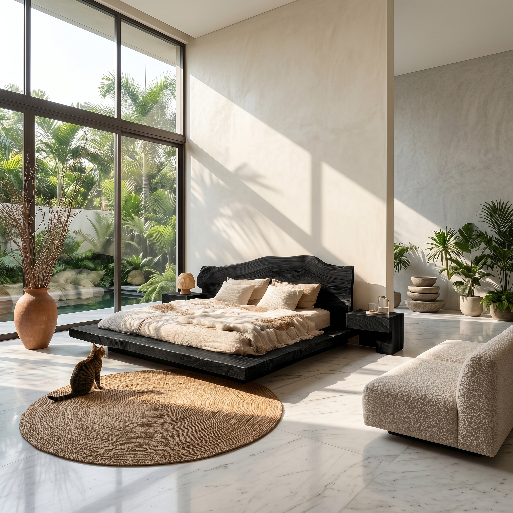 Modern Platform Bed Frame With Low Profile Solid Wood Design For Bedroom SINLSAWB126
