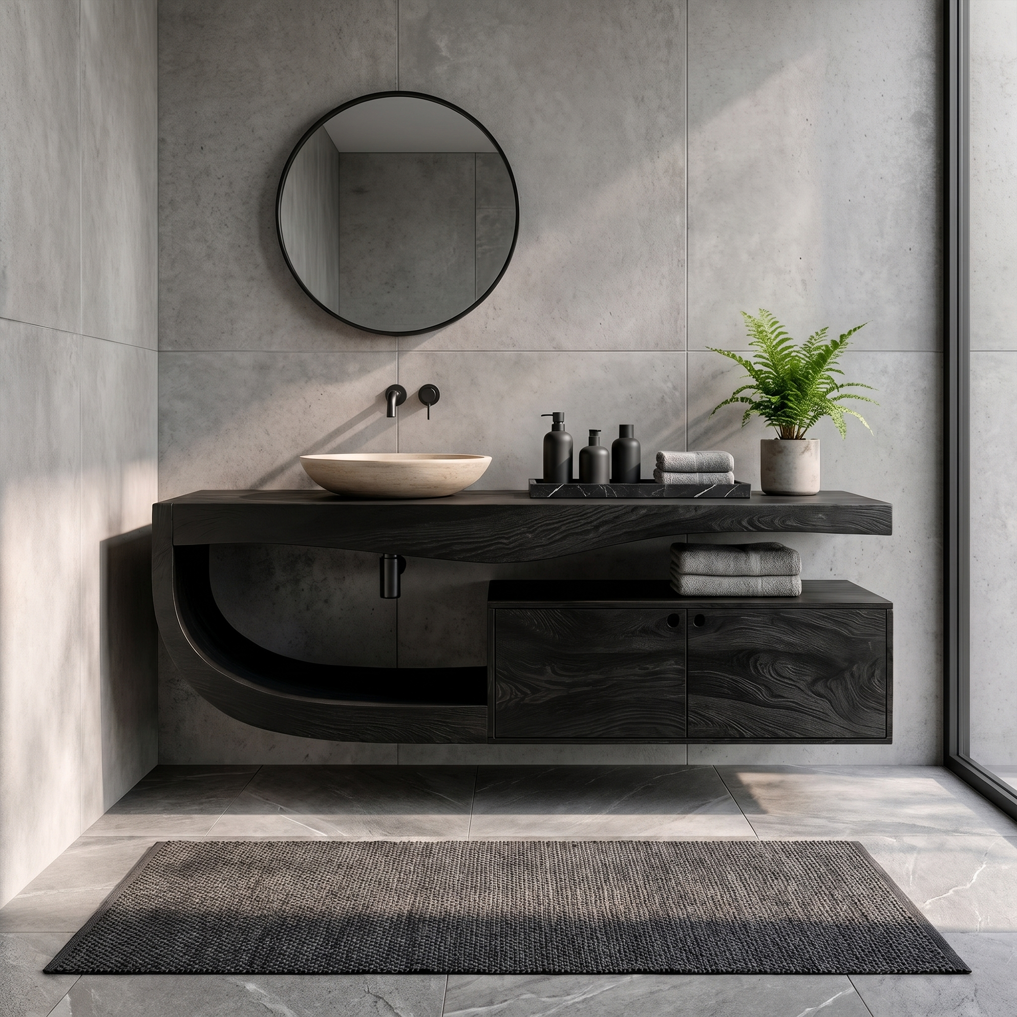 Wall Mounted Bathroom Vanity Wooden Vanity With Storage For Bathroom SINLKIBRV300