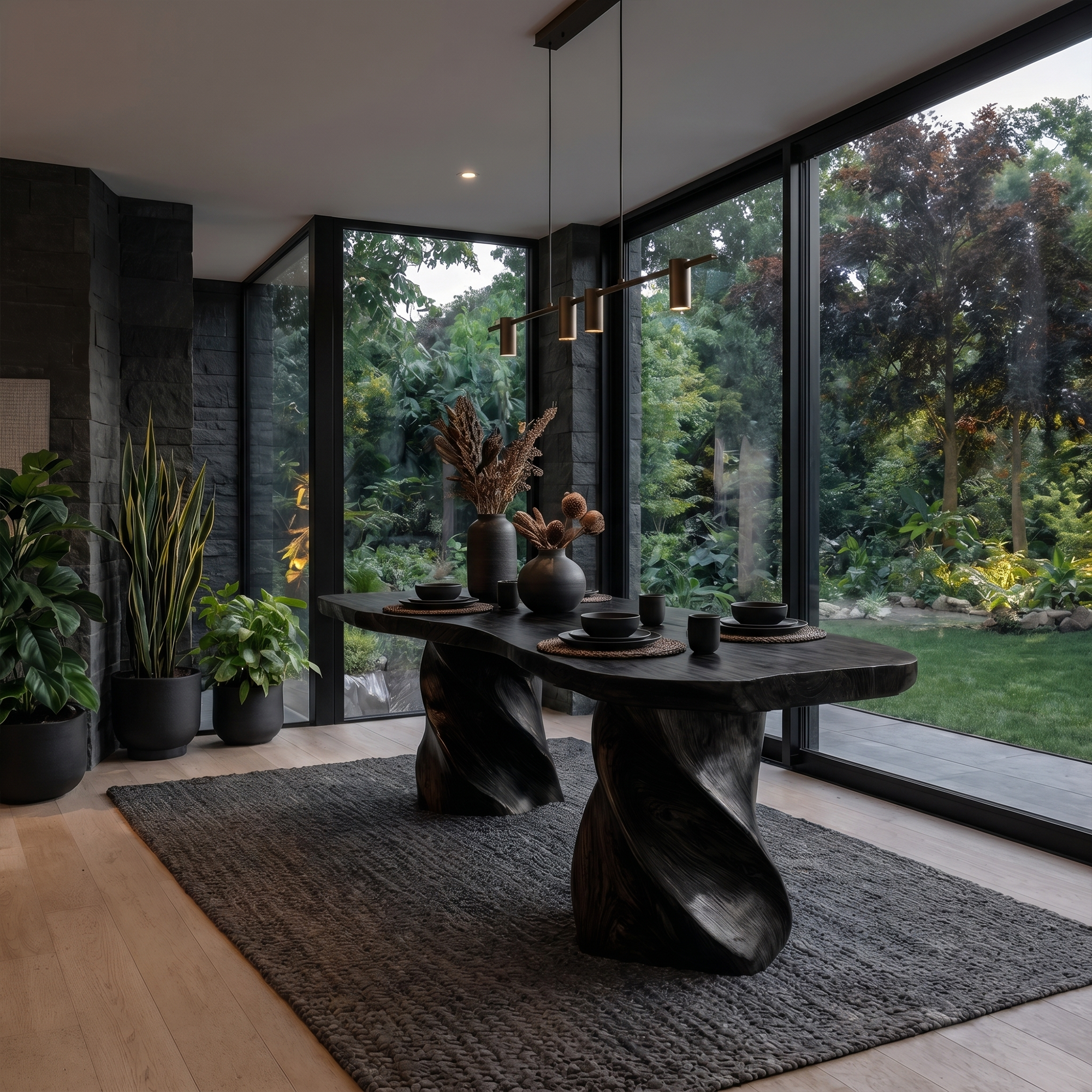 Sculptural Twisted Base Dining Table For Dining Room And Kitchen SINLKIDT165