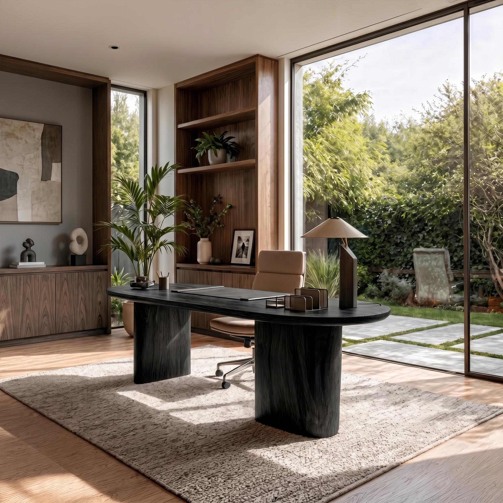 Organic Wooden Desk With Unique Sculptural Design For Living Room SINLKIDK107