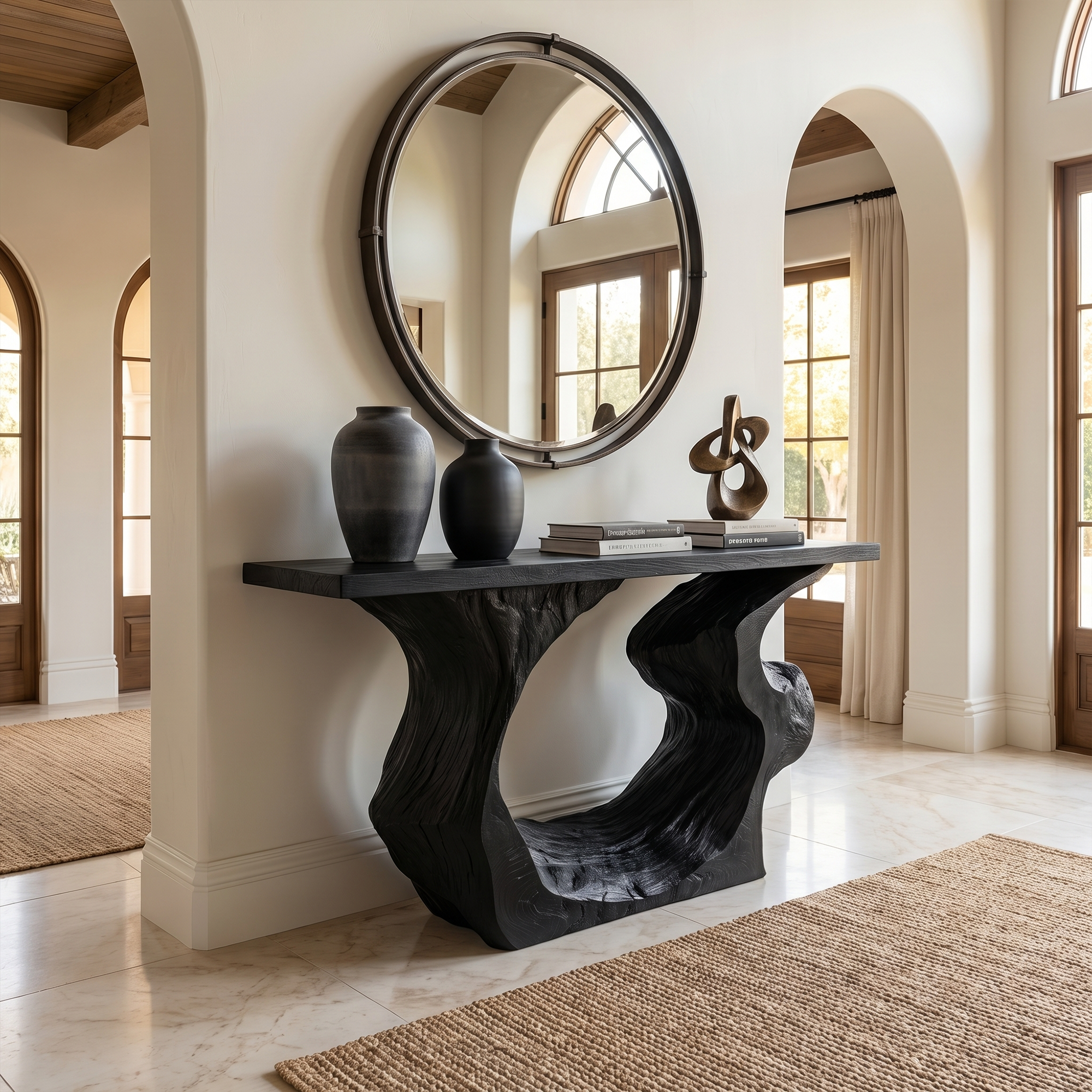 Sculptural Console Table Entryway Table Modern Sofa Table For Living Room And Entryway SINLKICS569