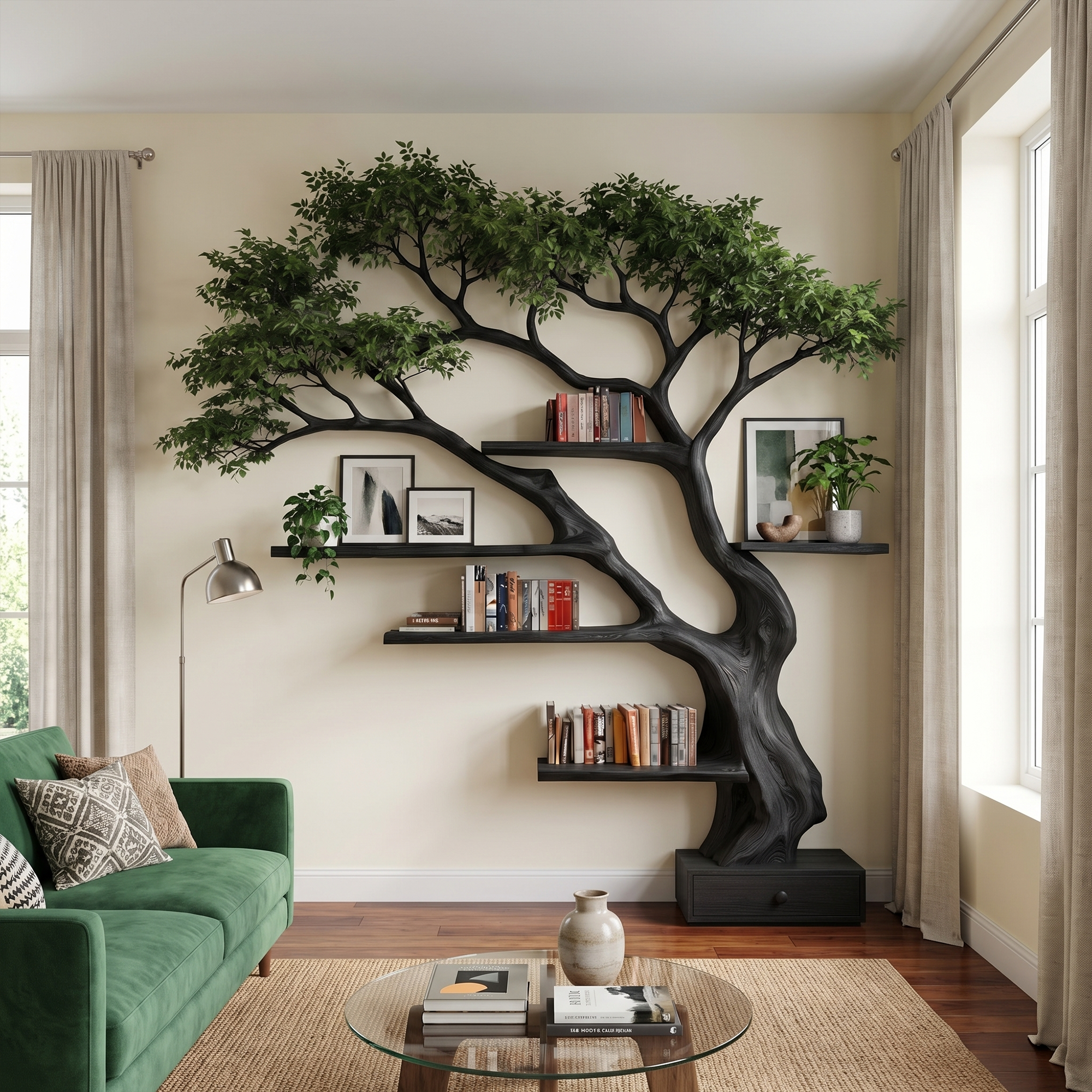Nature Inspired Tree Bookshelf For Living Room And Bedroom SINLKITB722