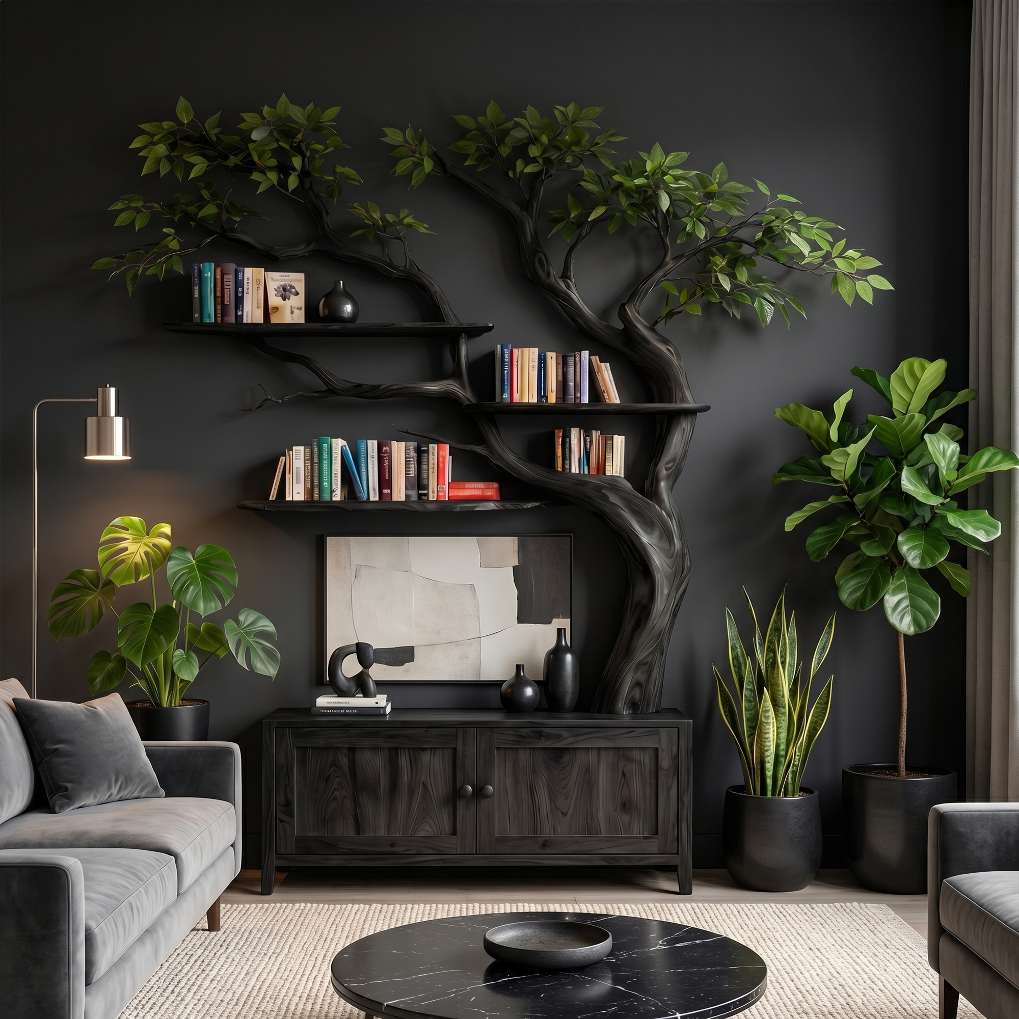 Sculptural Tree Bookcase With Storage For Living Room And Reading Room SINLKITB723