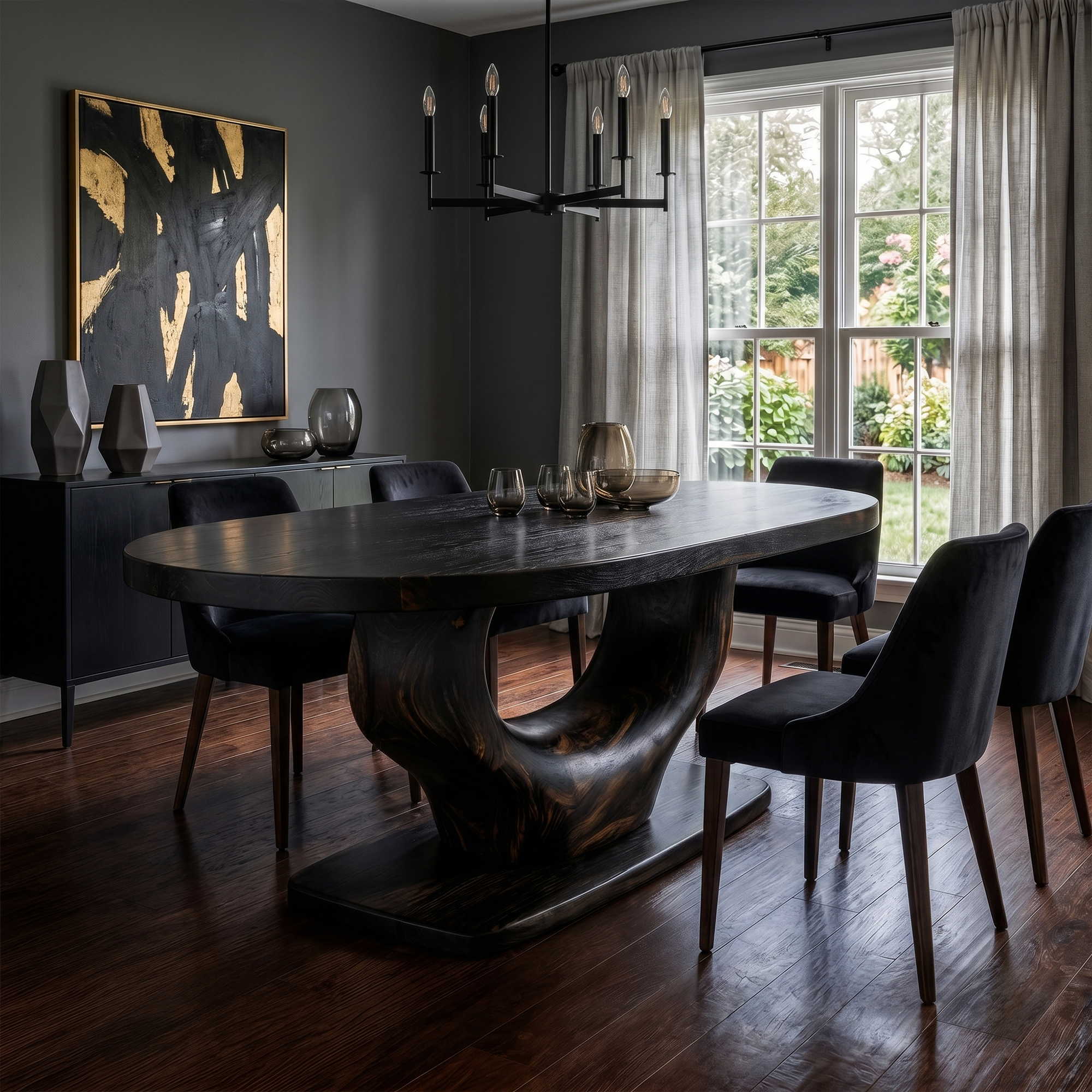 Rustic Curved Base Dining Table For Dining Room And Kitchen SINLKIDT167