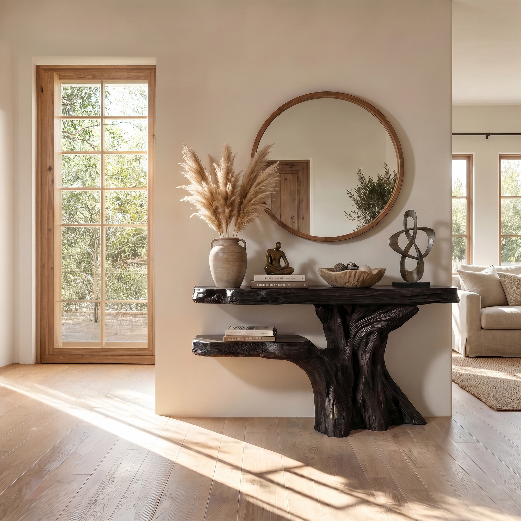 Minimalist Sculptural Console Table For Entryway And Living Room SINLKICS571