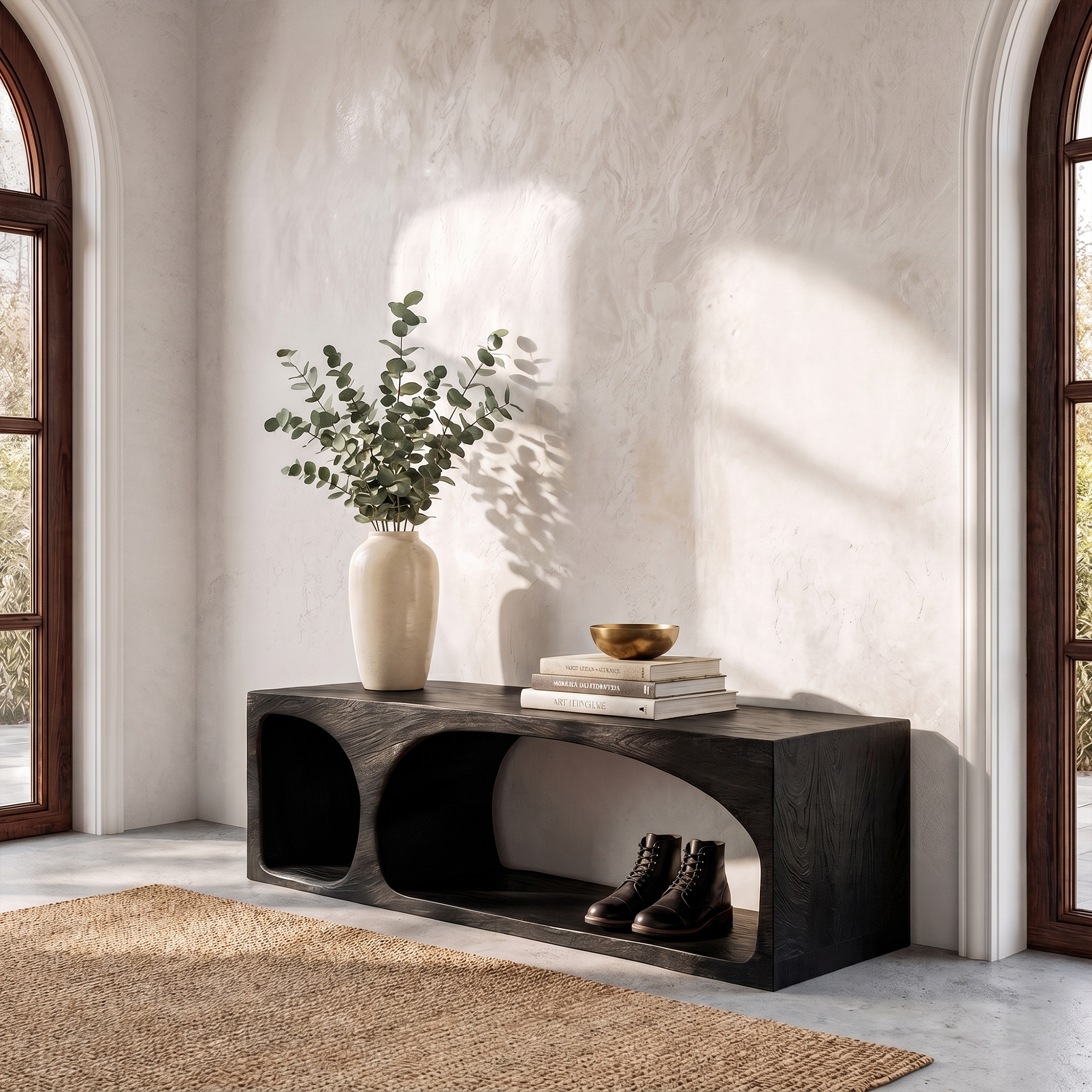 Organic Wooden Shoe Bench For Entryway And Hallway SINLKIRS102