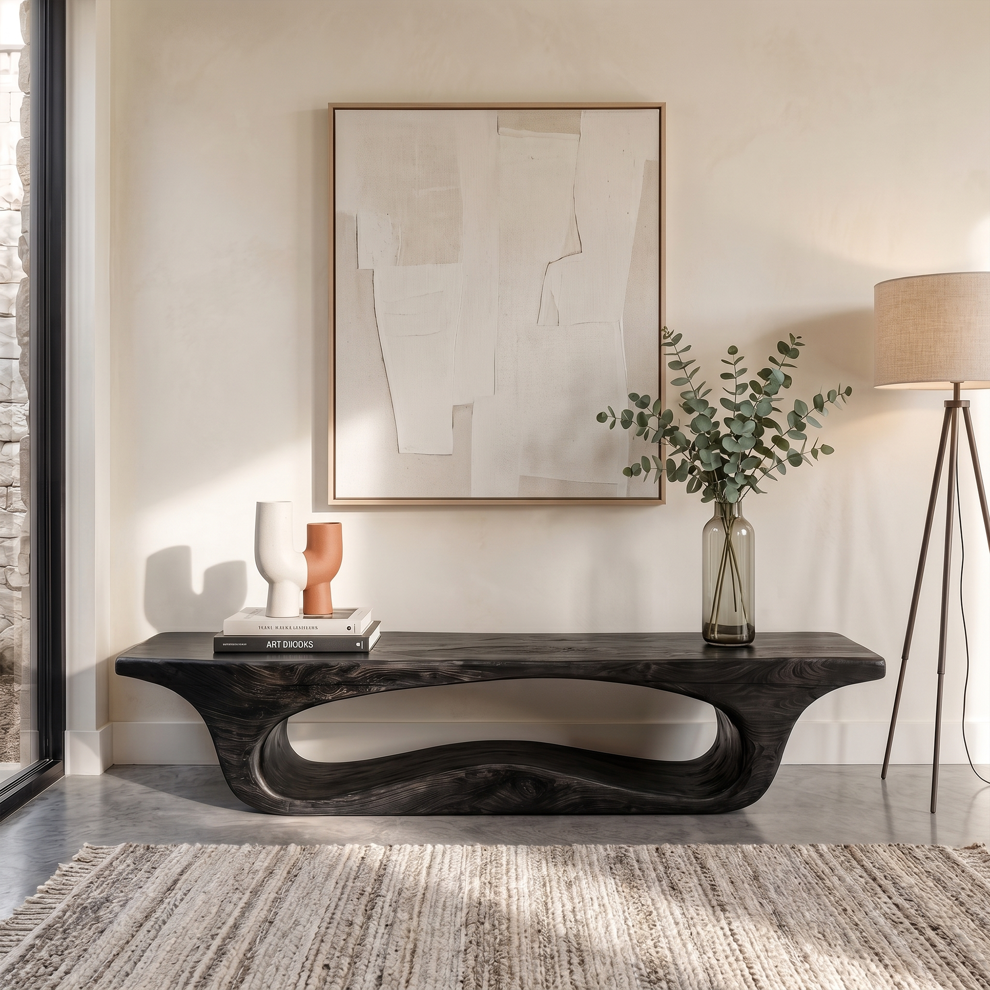 Modern Sculptural Bench For Entryway Or Living Room SINLKIRS104