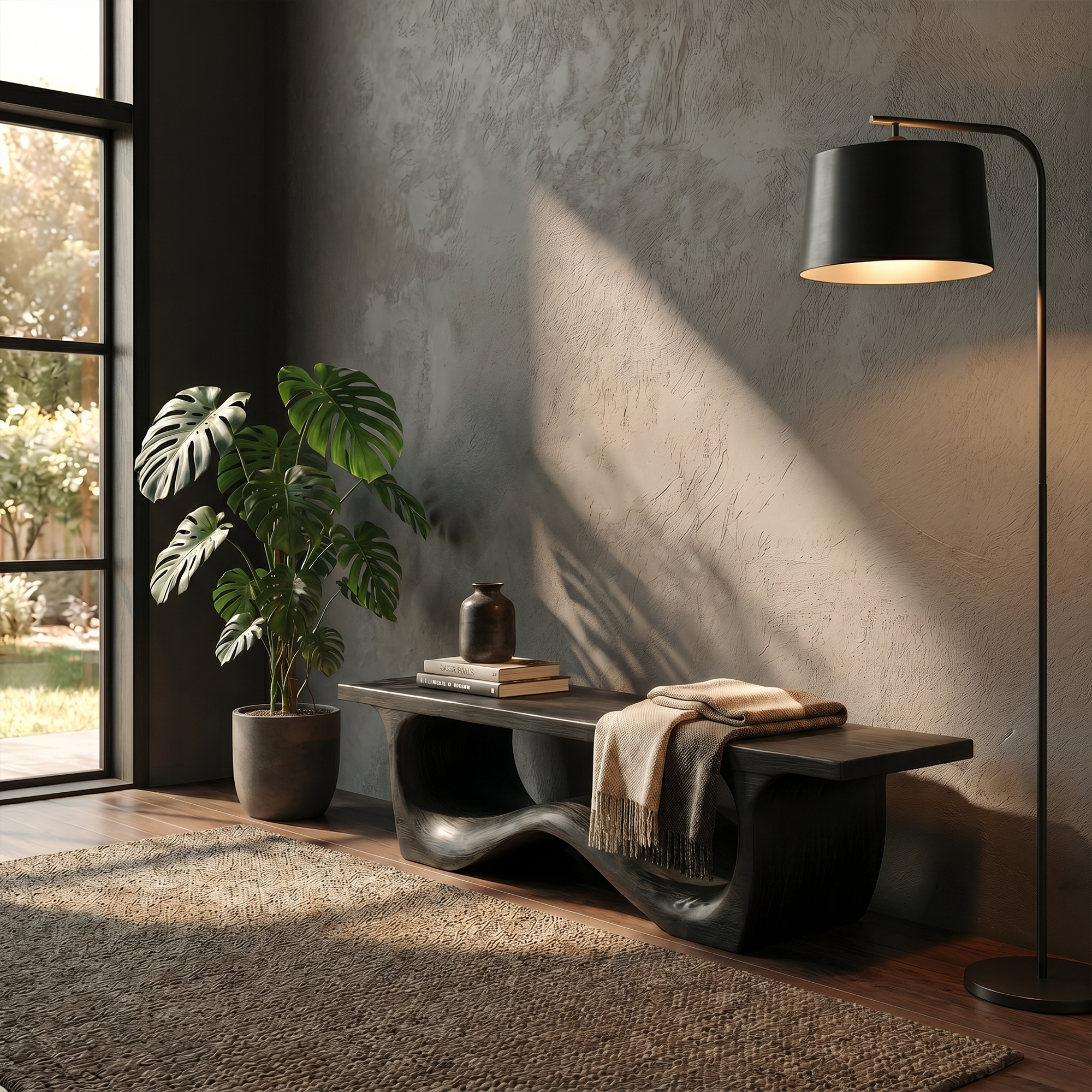 Artistic Sculptural Organic Bench For Entryway Decor SINLKIRS107