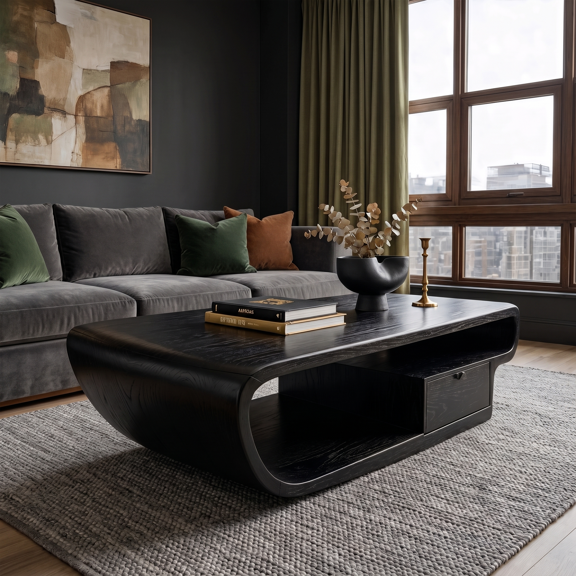 Organic Sculptural Coffee Table With Storage For Living Room And Lounge SINLKICF364