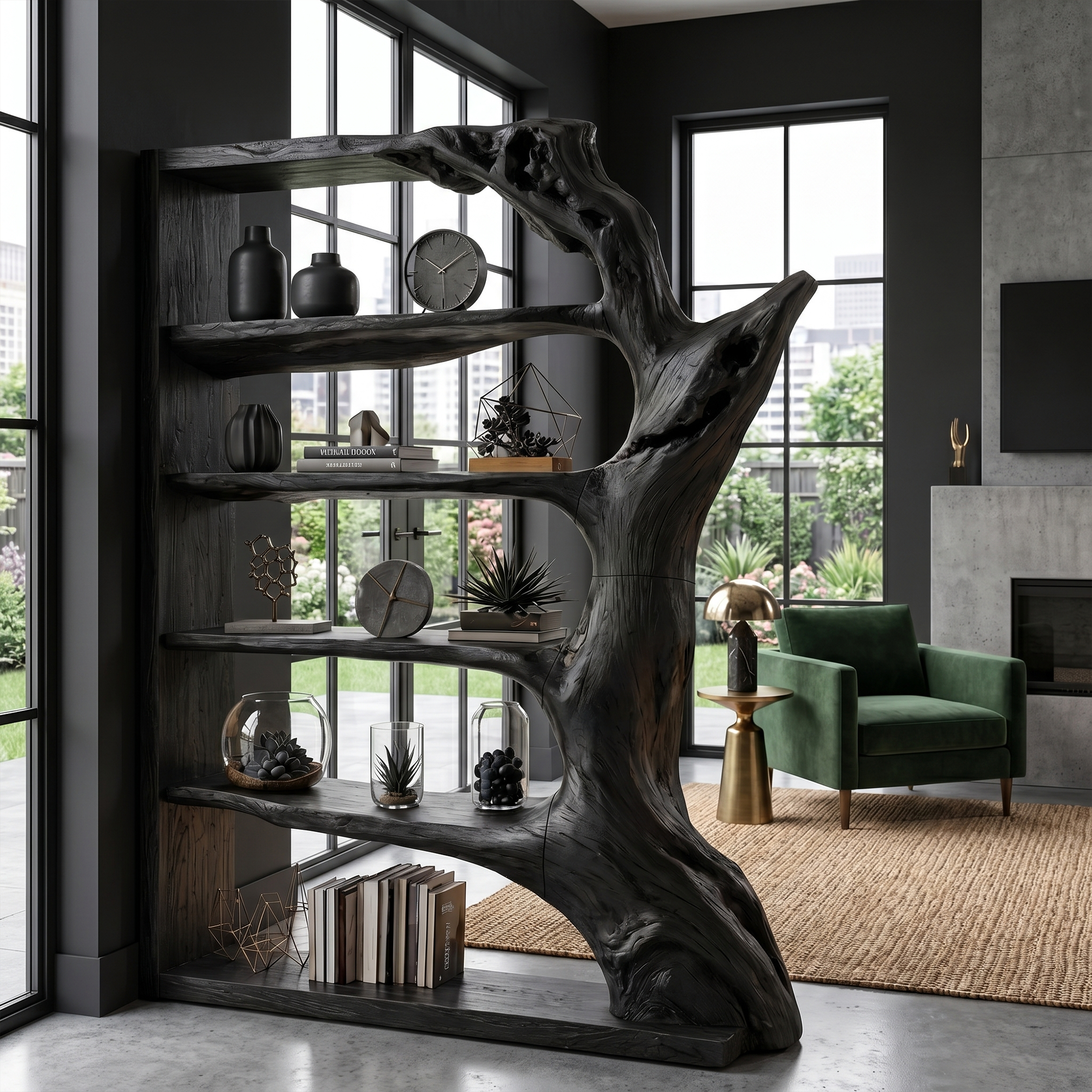 Contemporary Tree Bookshelf With Artistic Solid Wood Design For Living Room SINLKITB740