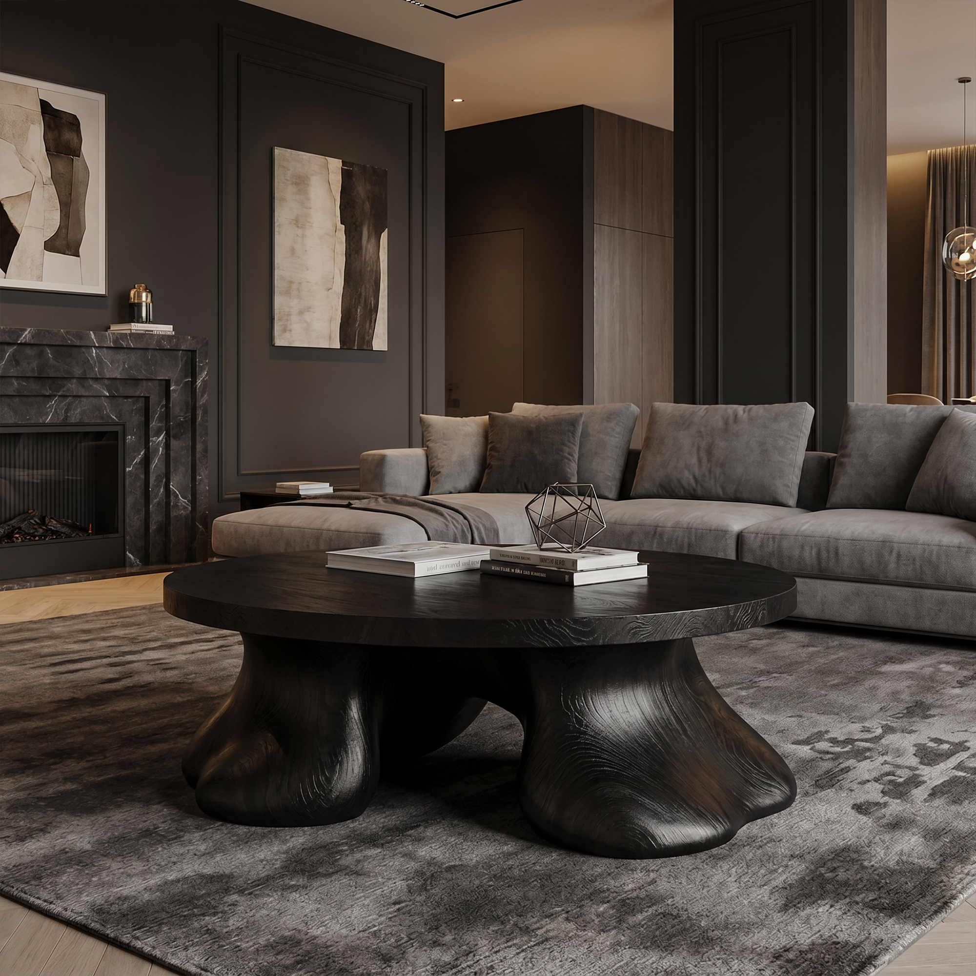 Sculptural Coffee Table With Organic Freeform Top For Living Room SINLKICF376