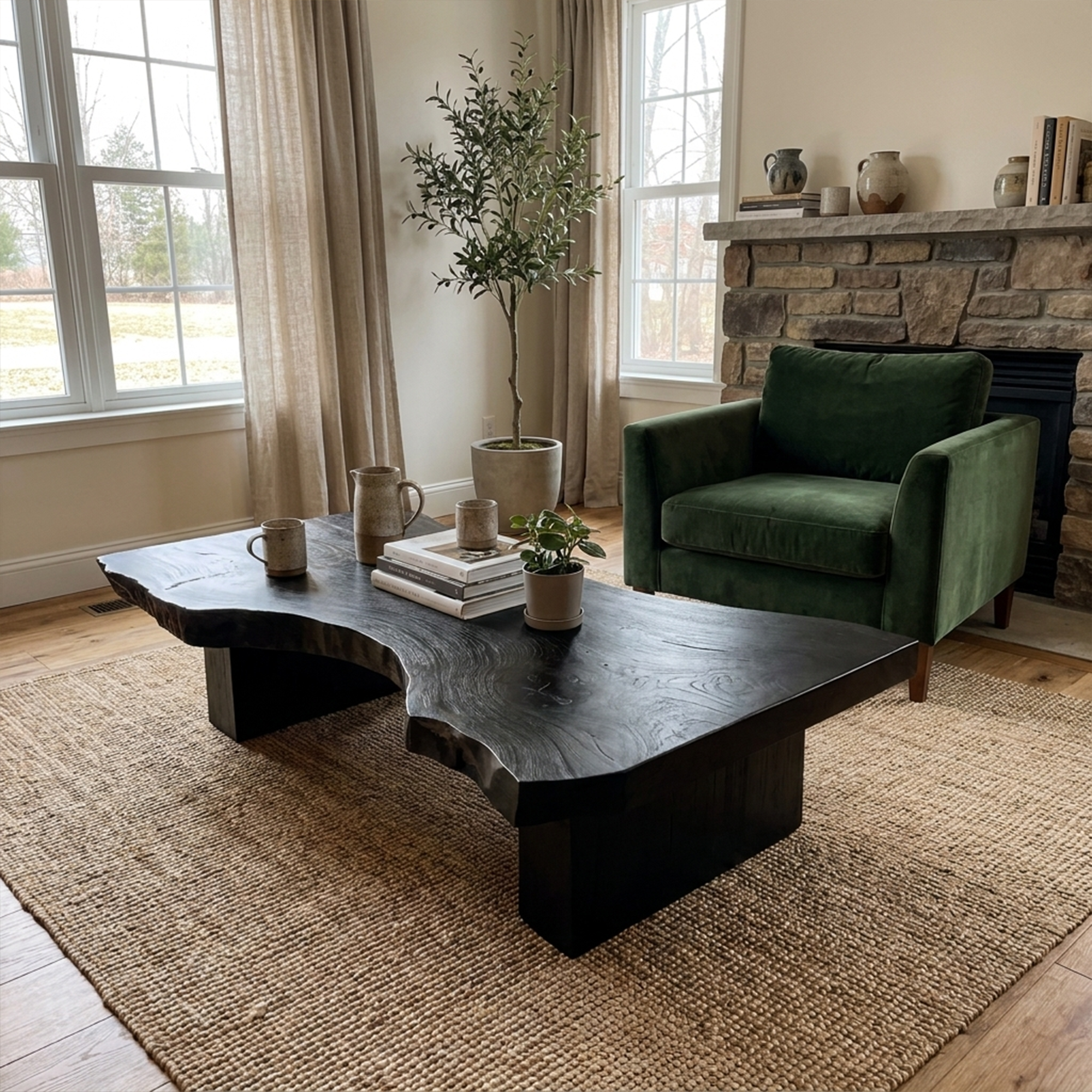Rustic Sculptural Coffee Table Modern Living Room Display SINLKICF129