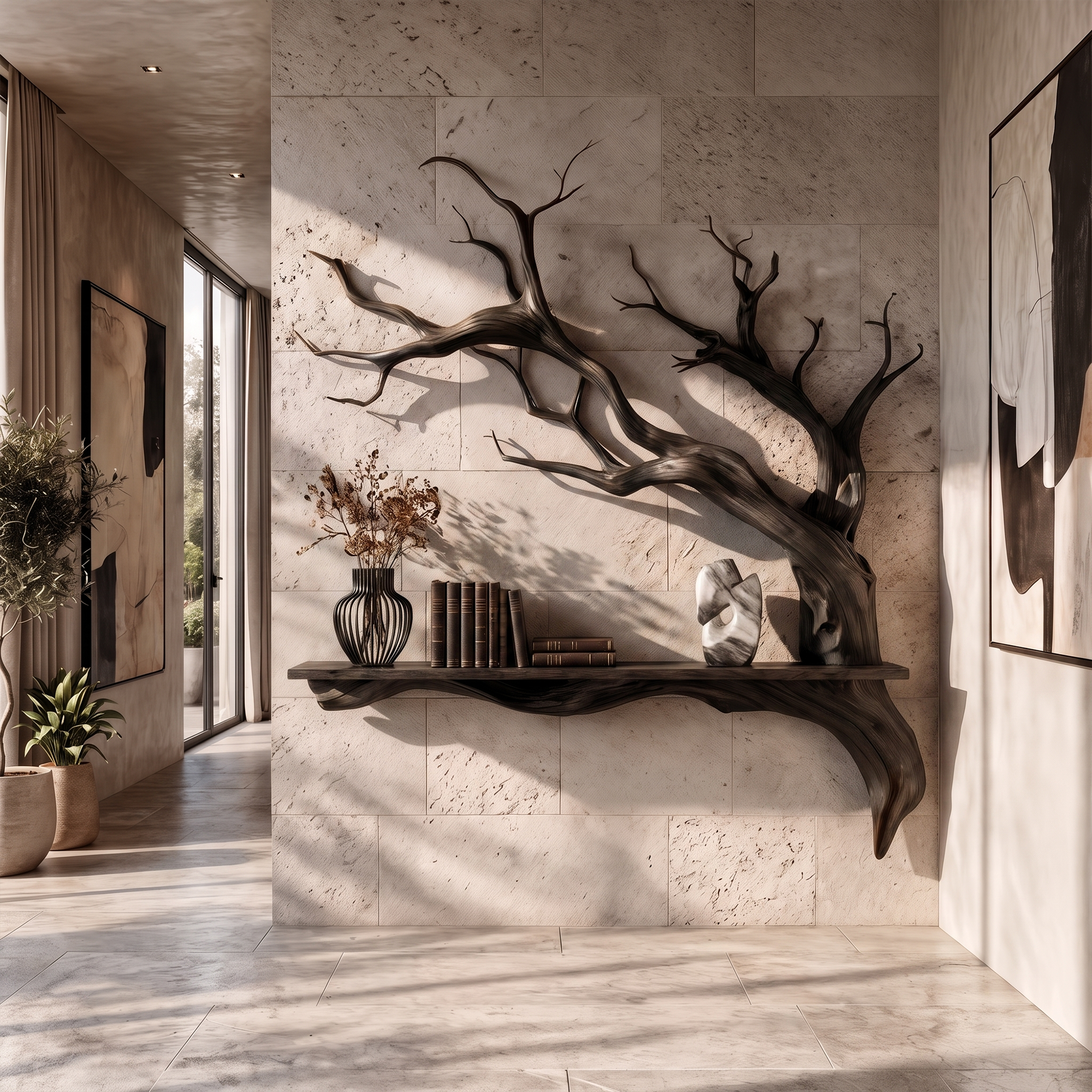 Rustic Tree Branch Wall Shelf Natural Artistic Home Decor SINLKIFL177