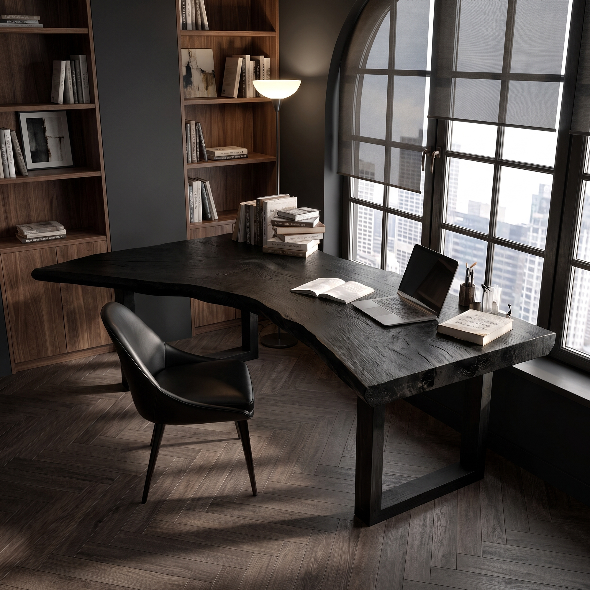 Live Edge Office Desk With Handcrafted Wood Slab Top For Home Office SINLKIDK159