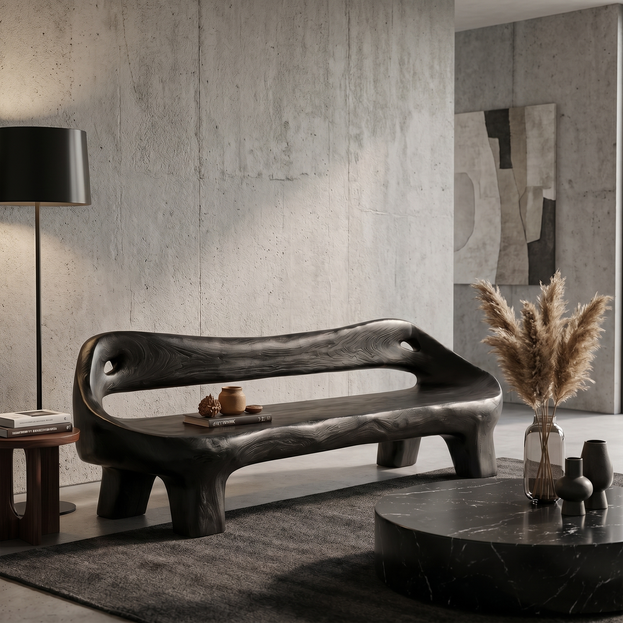 Organic Sculptural Sofa Frame With Curved Solid Wood Design For Living Room SINLKISF016