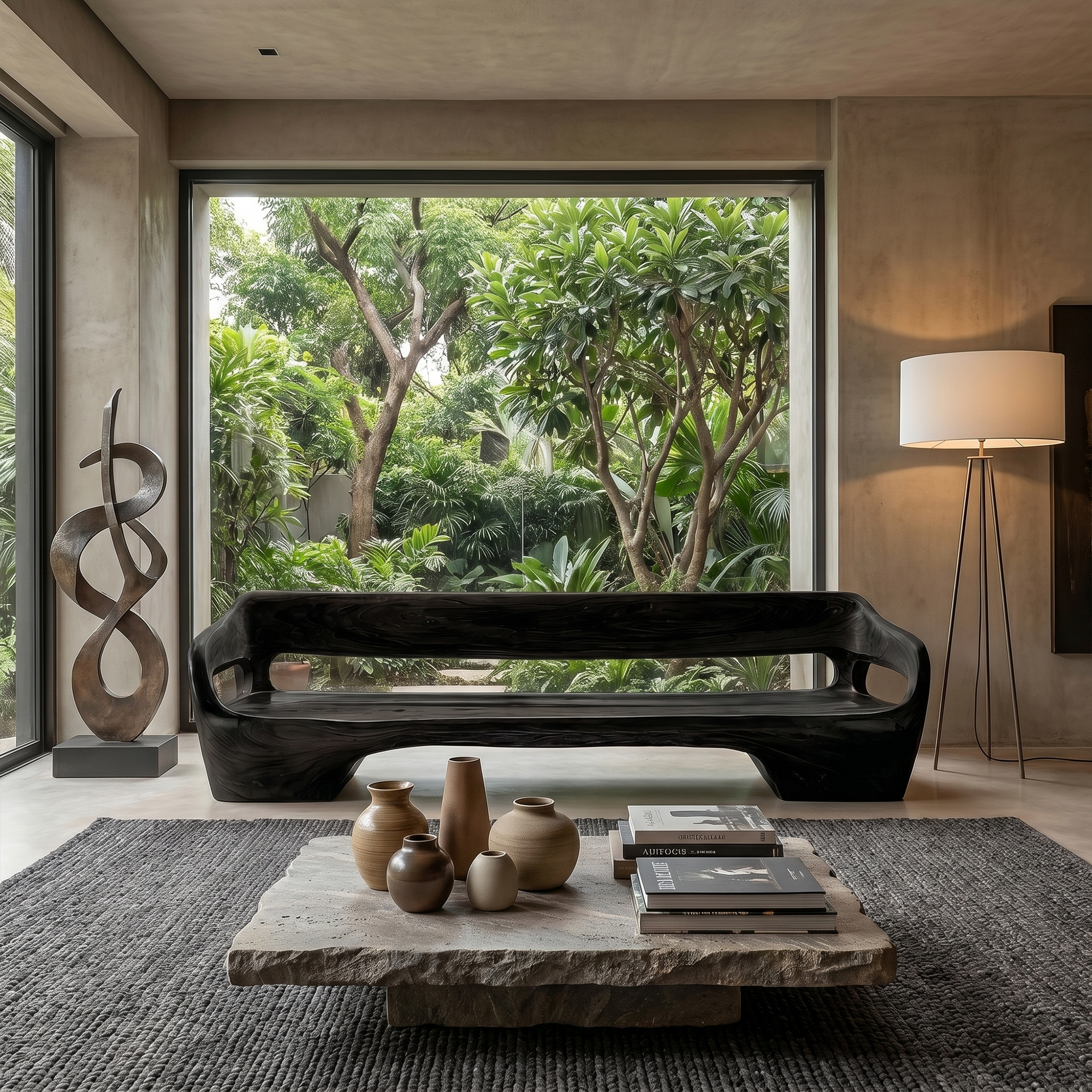Modern Organic Sofa Frame With Sculptural Solid Wood Design For Living Room SINLKISF023