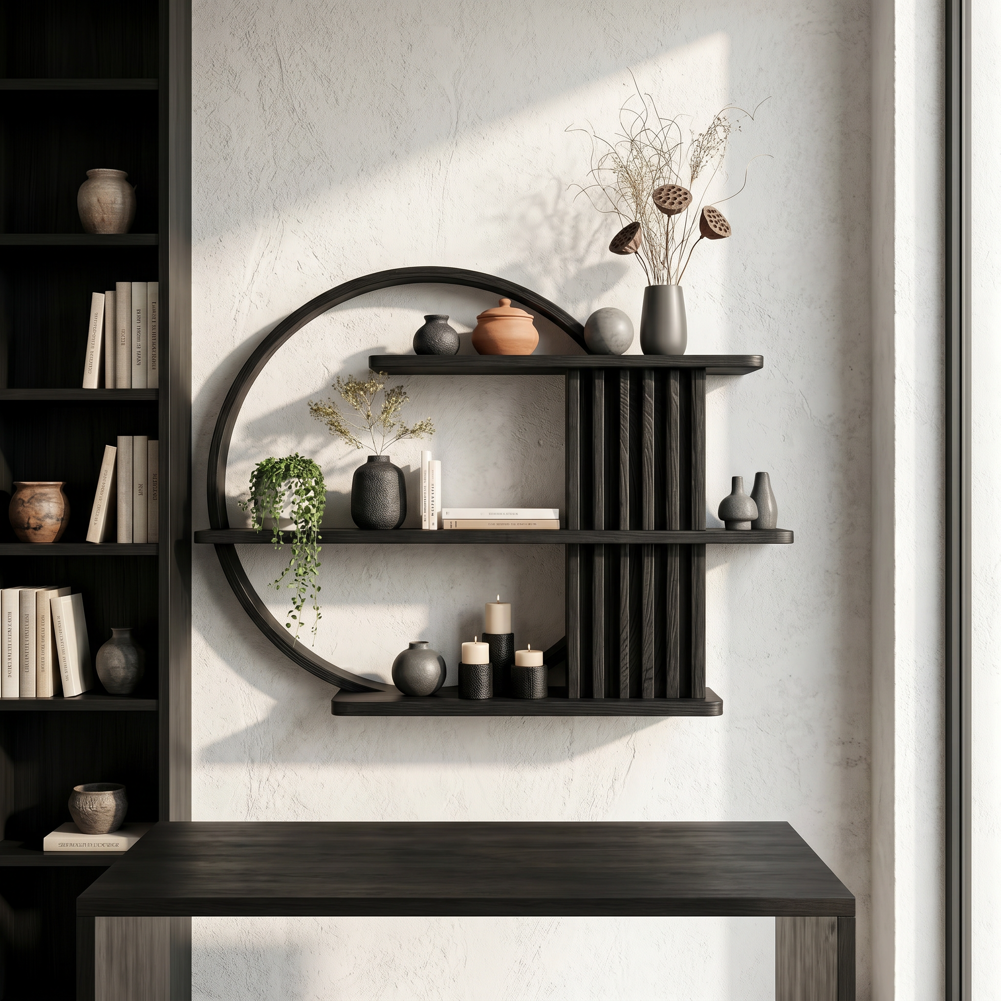 Japandi Minimal Display Shelf Living Room And Reading Room SINLSAFL232