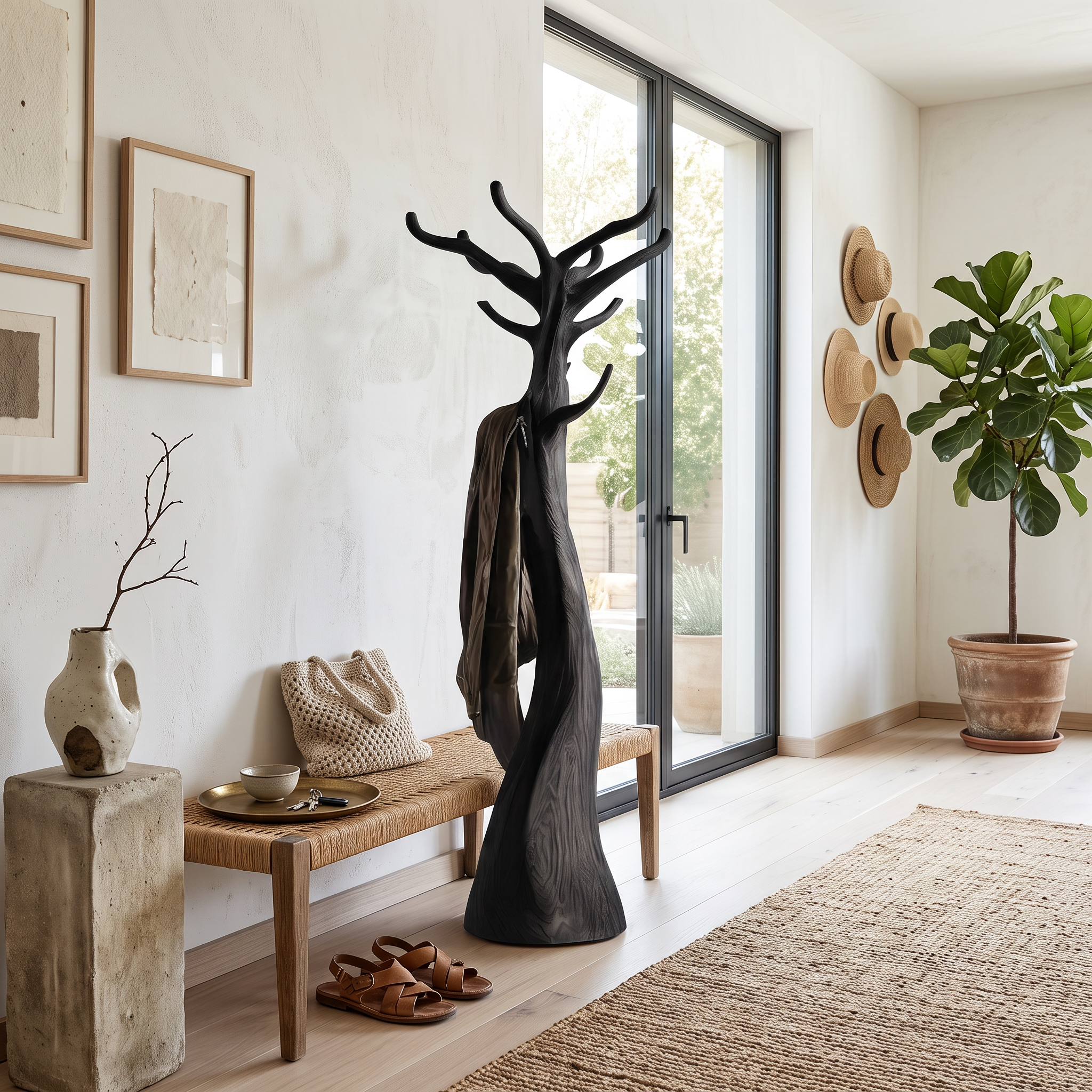 Rustic Tree Coat Stand Christmas Holiday Natural Room Display SINLSATCR078