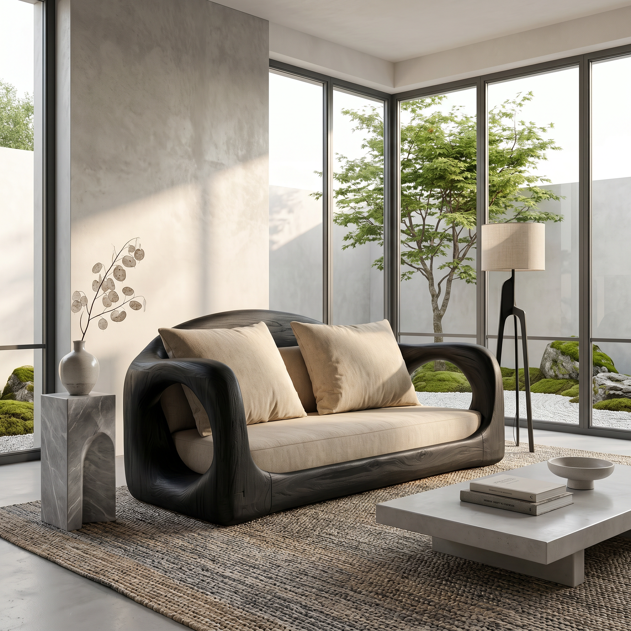 Rustic Sofa Frame With Organic Loop Wood Design For Living Room SINLSASF031