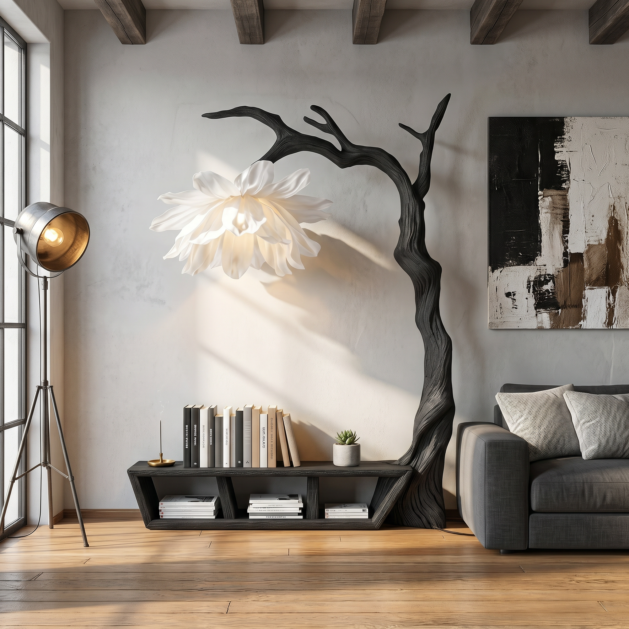 Rustic Organic Tree Bench Bookshelf Living Room Or Entryway SINLSATB516