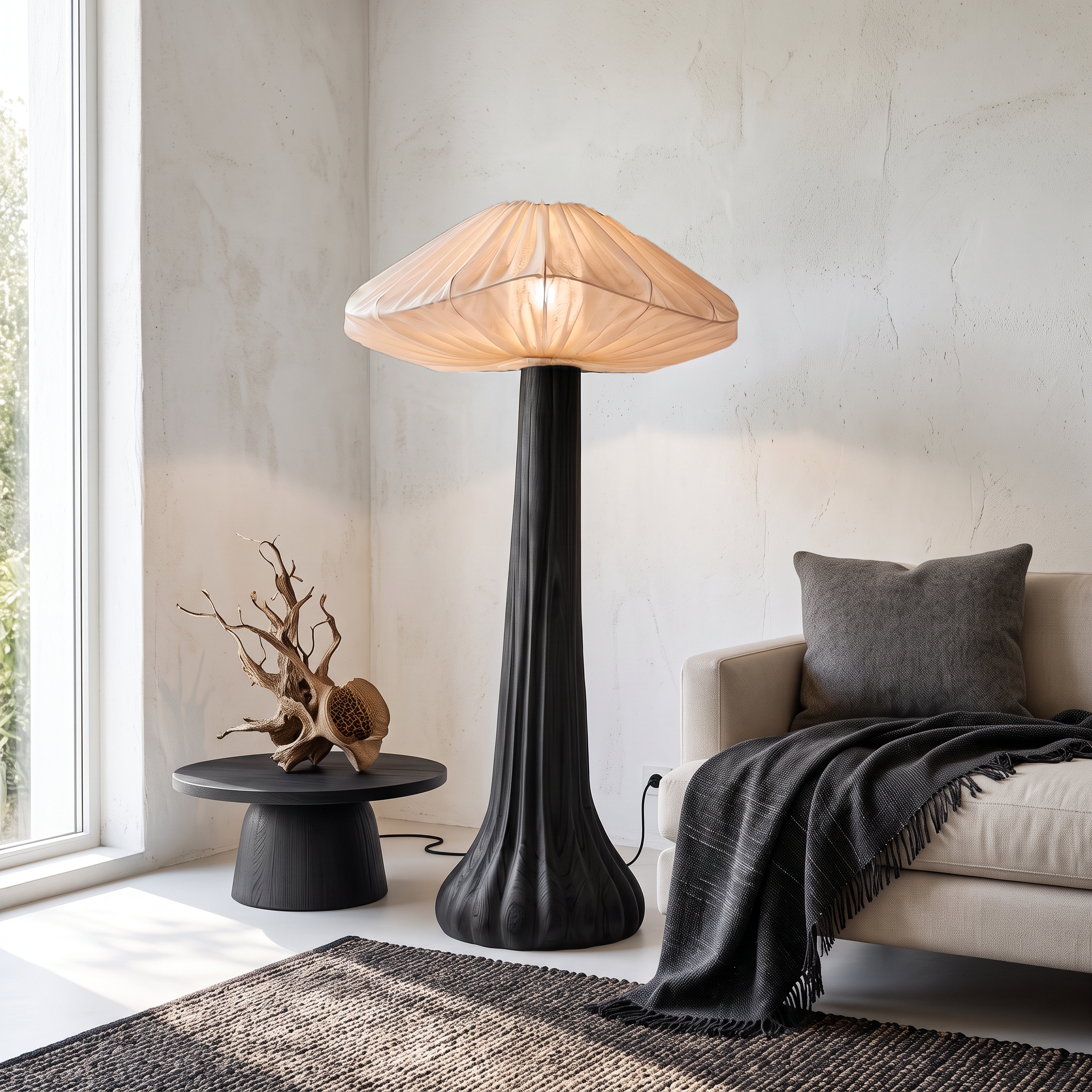 Contemporary Floor Lamp Organic Mushroom Design Reading Corner SINLSAFLP133