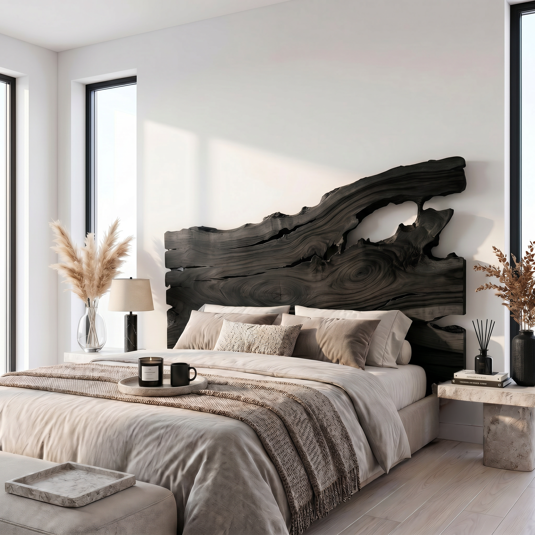 Organic Driftwood Headboard Wooden Bed Headboard For Bedroom SINLSAHB057