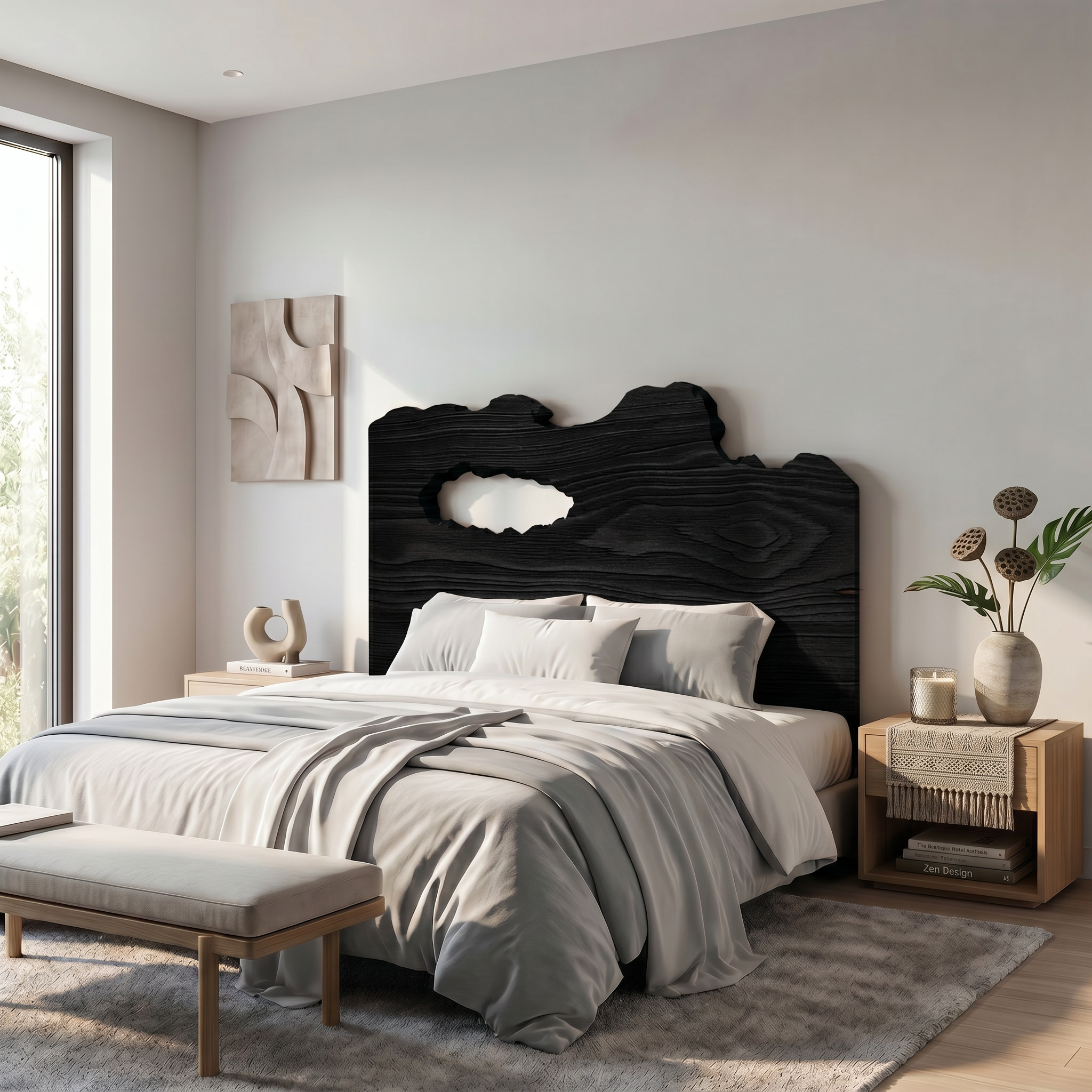 Rustic Natural Knot Headboard Wooden Bed Headboard For Bedroom SINLSAHB060