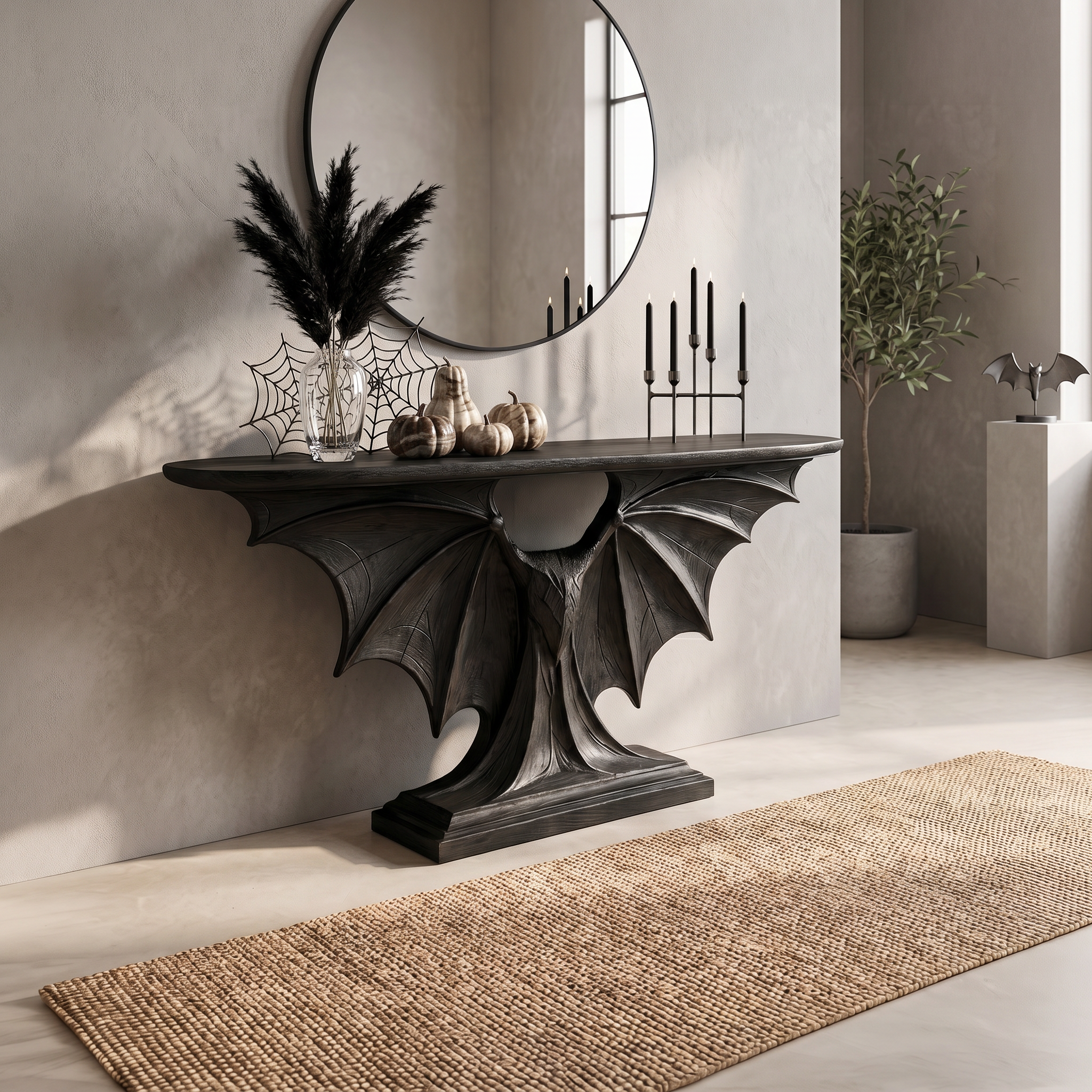 Modern Console Table Handcrafted Sculptural Design For Living Room Entryway SINLSACS677
