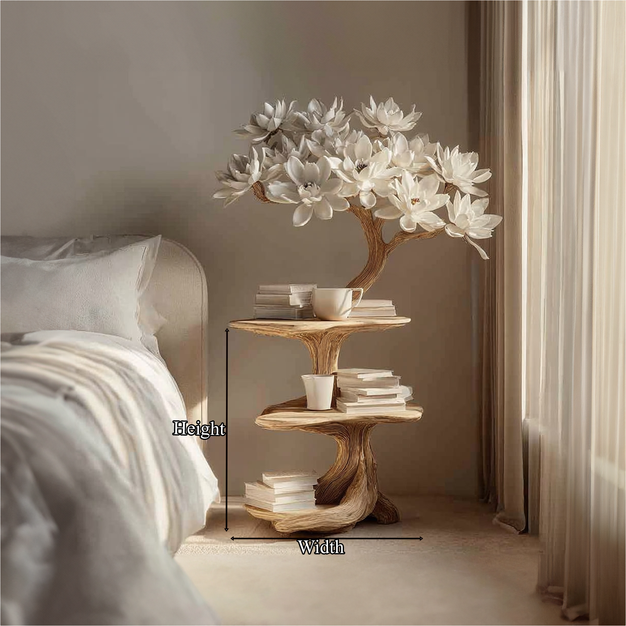 Rustic Tree Nightstand Bedroom Small Space SINLKIBT066