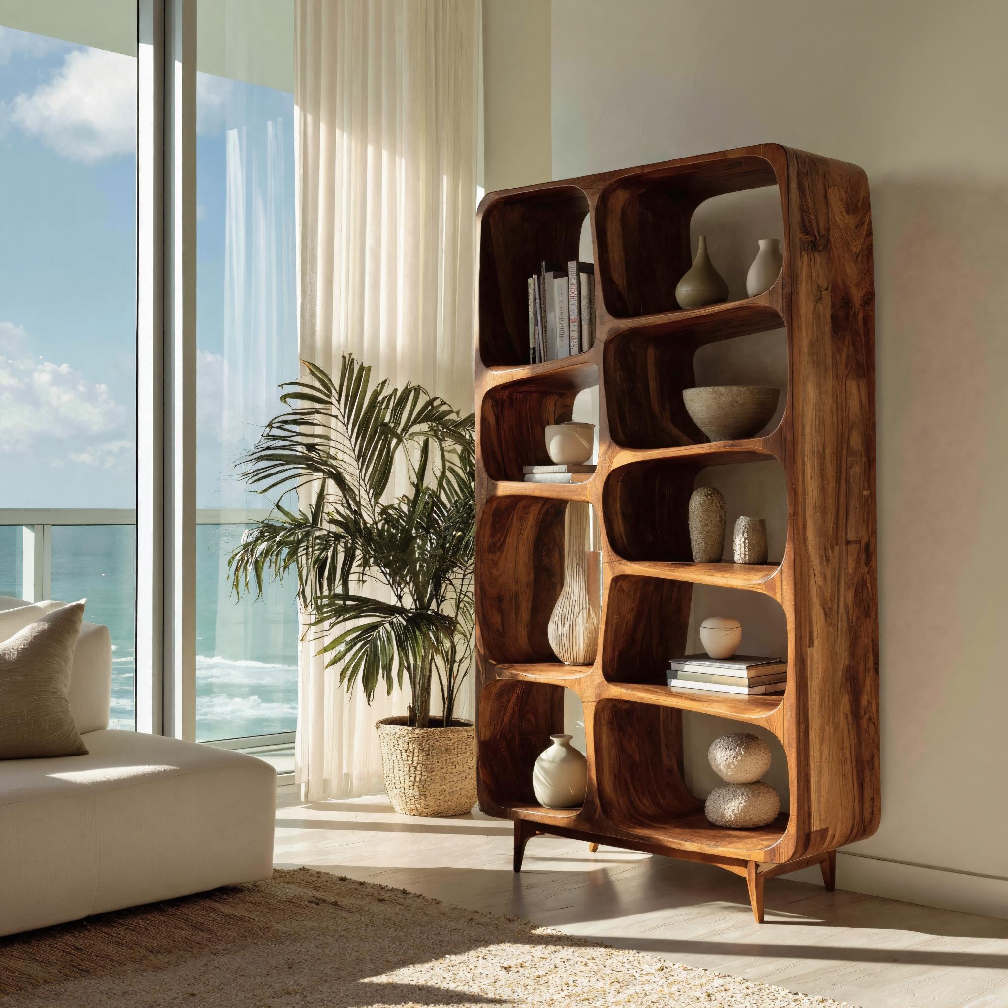 Contemporary Solid Wood Bookshelf For Coastal Interior RTTHHNBS136