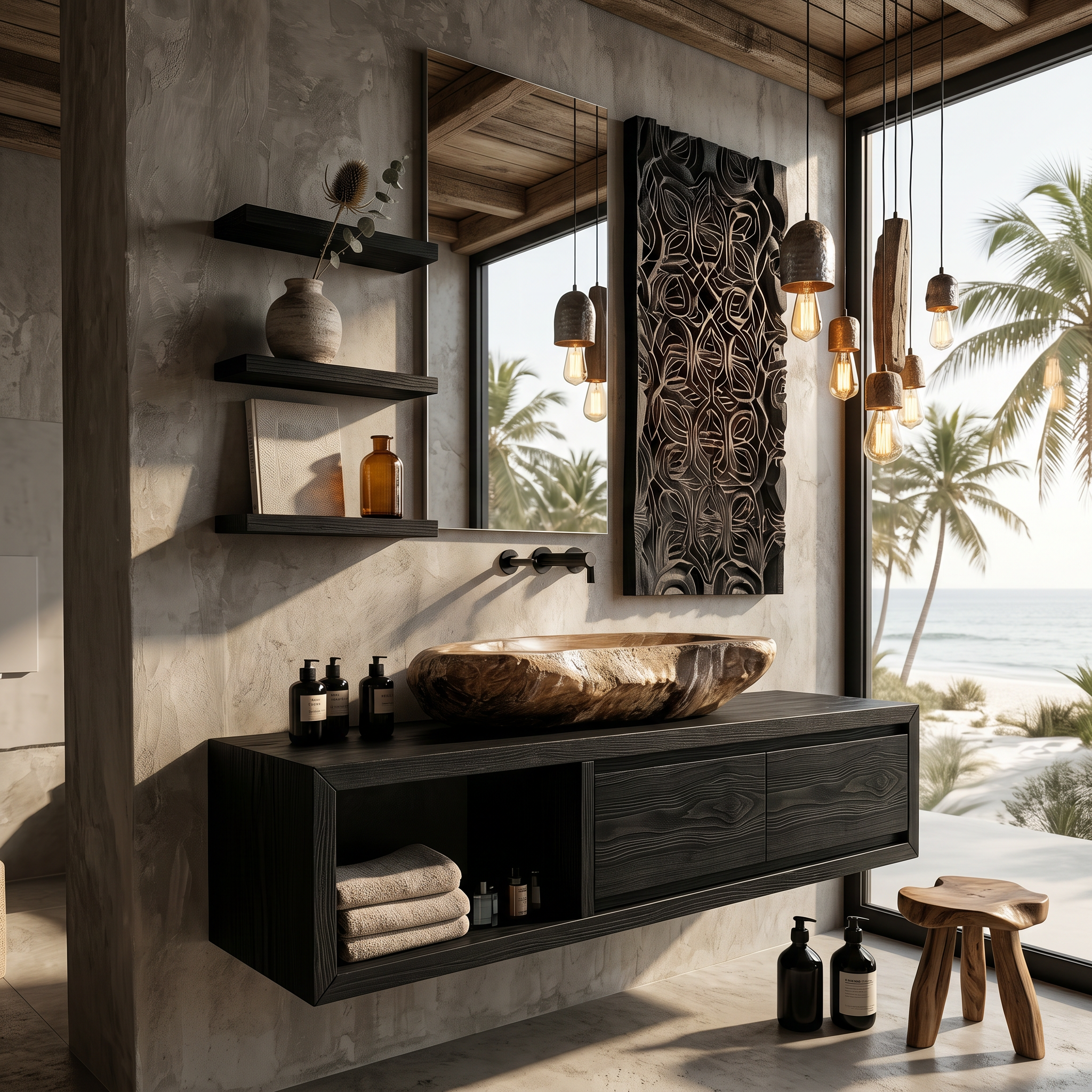 Organic Modern Floating Bathroom Vanity With Open Storage SINLHABRV314