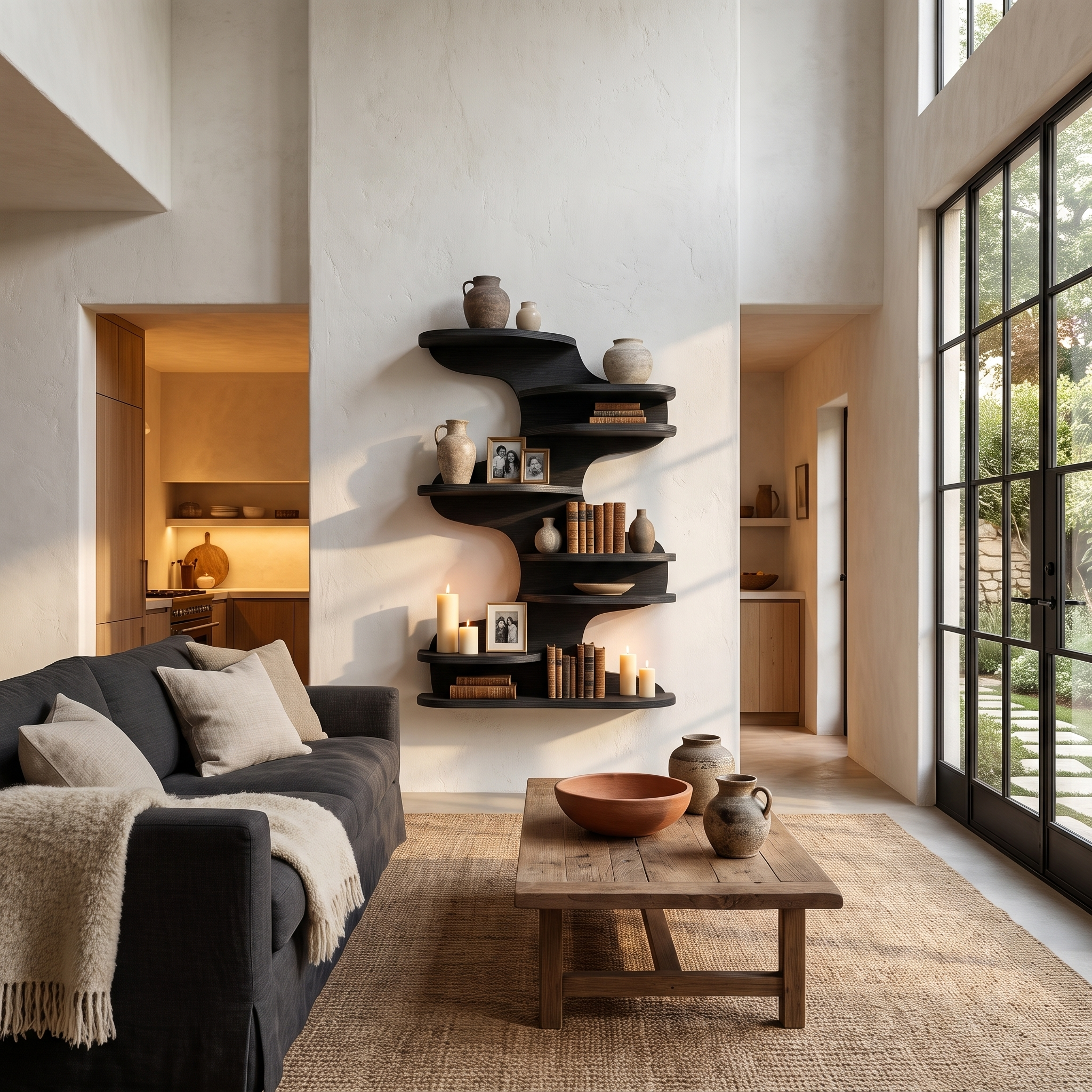 Modern Floating Shelf With Nature Inspired Tree Branch Form For Living Room SINLHAFL563