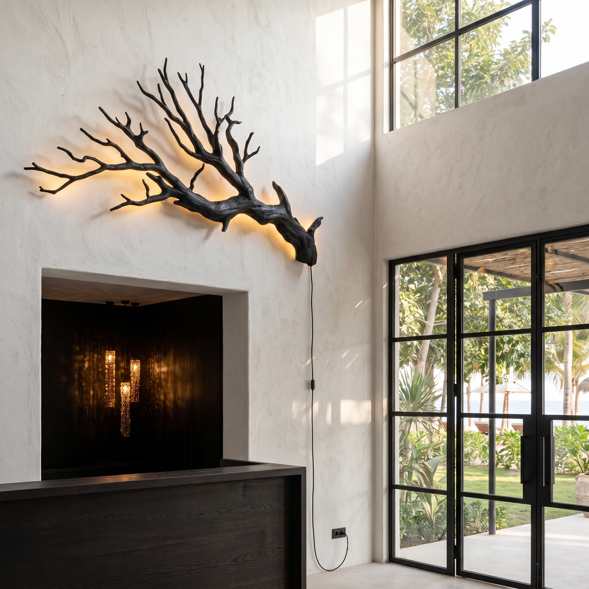 Sculptural Wall Light With Nature Inspired Tree Branch Design For Entryway SINLHAPL016