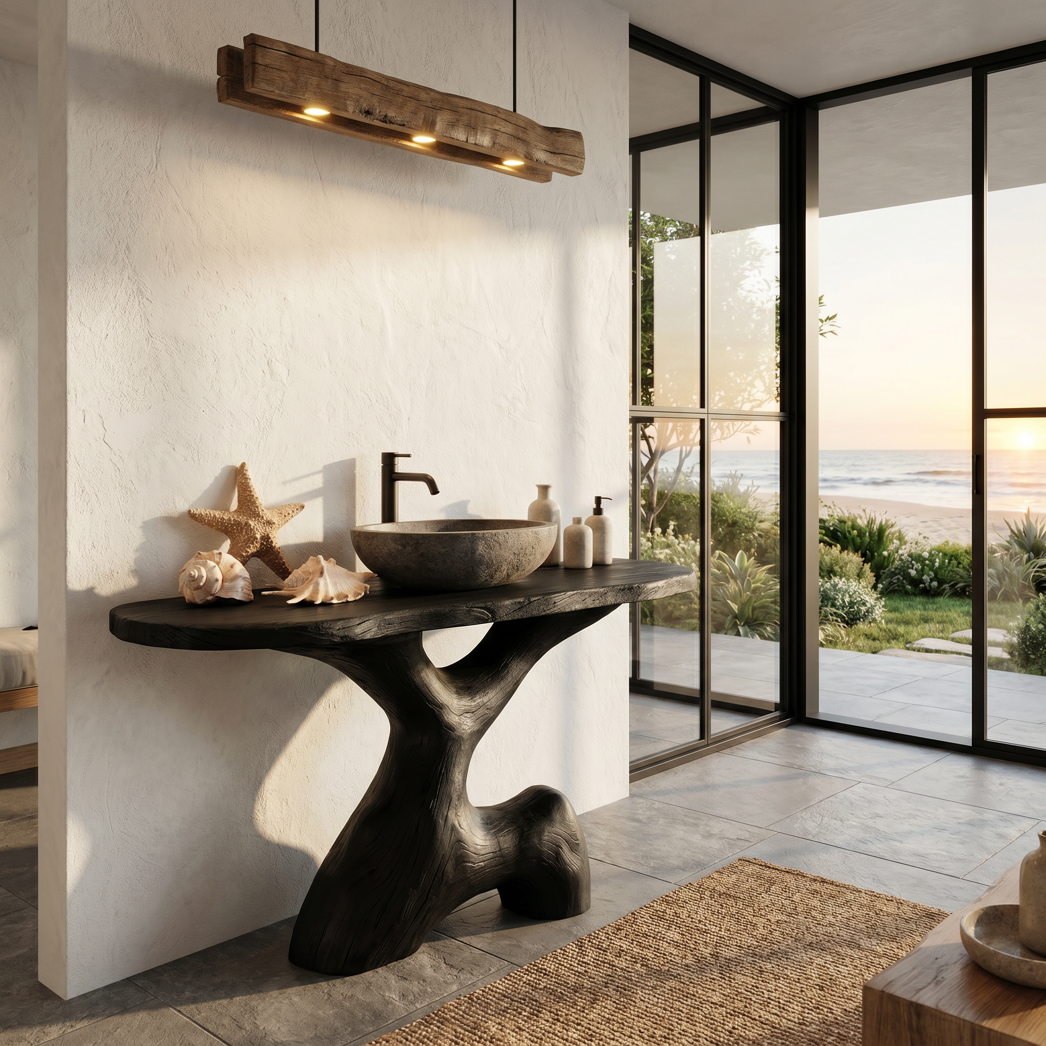 Contemporary Sculptural Bathroom Vanity Freestanding Sink Console SINLHABRV330