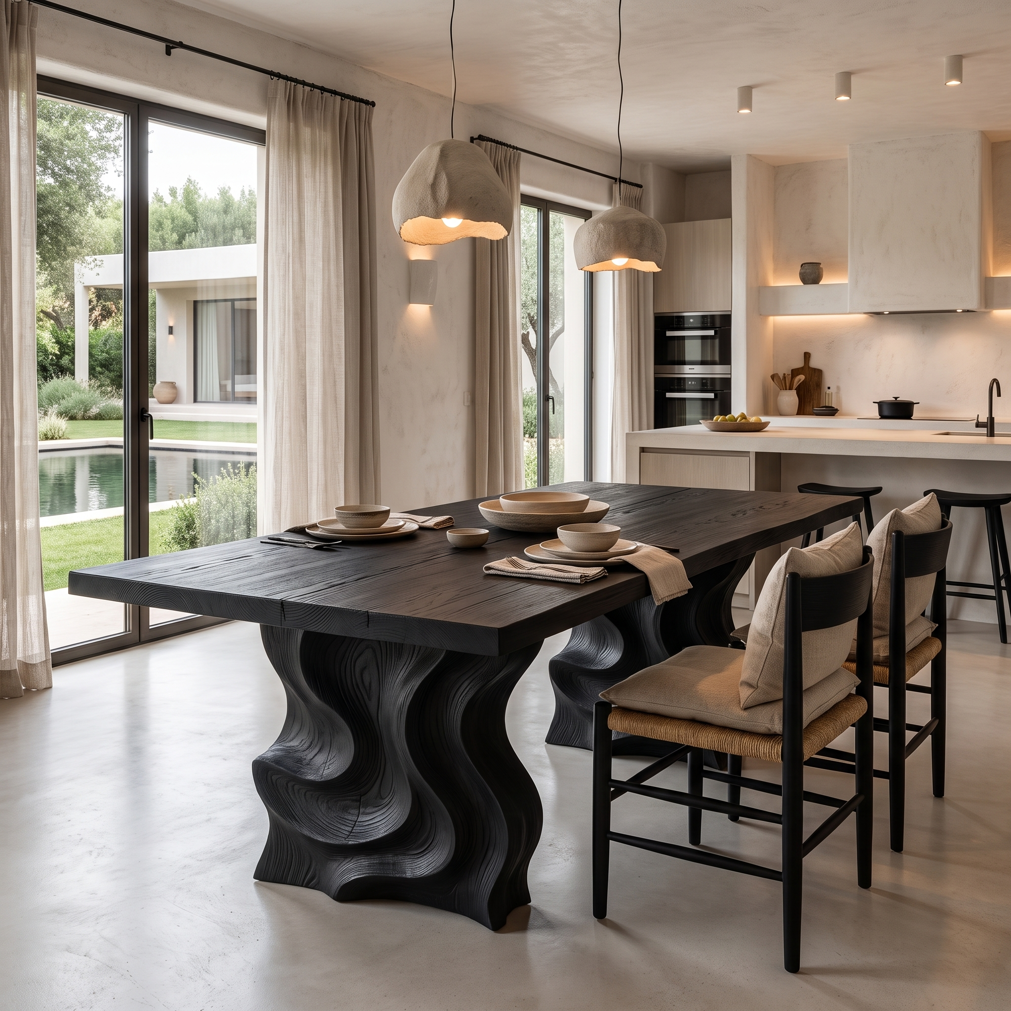 Modern Dining Table With Flowing Loop Design For Dining Room And Kitchen SINLHADN213
