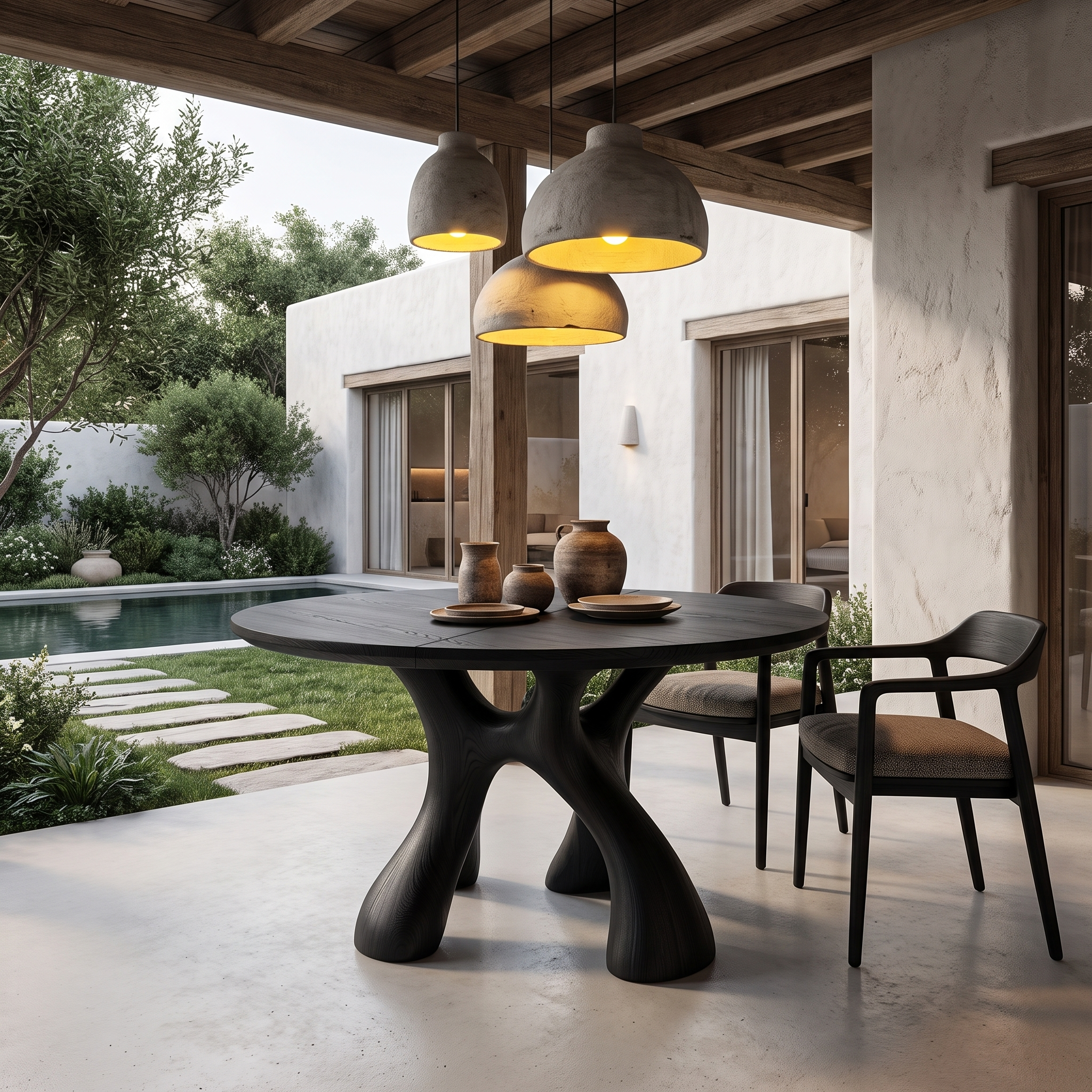 Organic Round Dining Table With Sculptural Infinity Design For Dining Room And Kitchen SINLHADN216