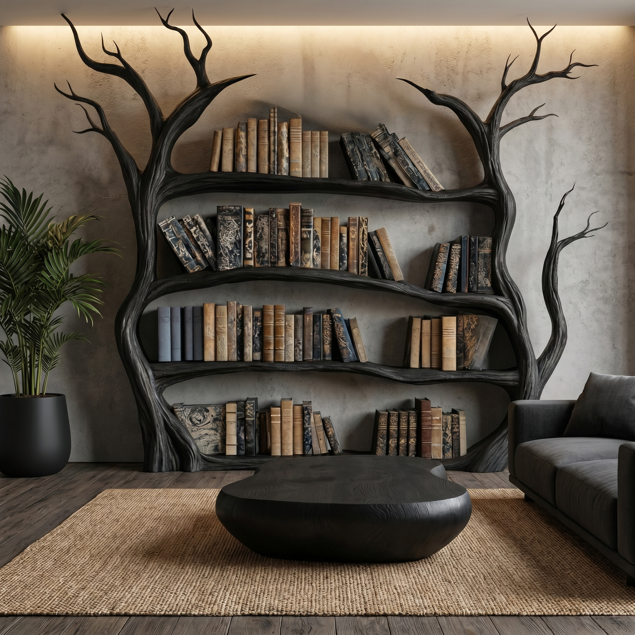 Organic Modern Tree Bookcase For Living Room And Bedroom SINLSATB735