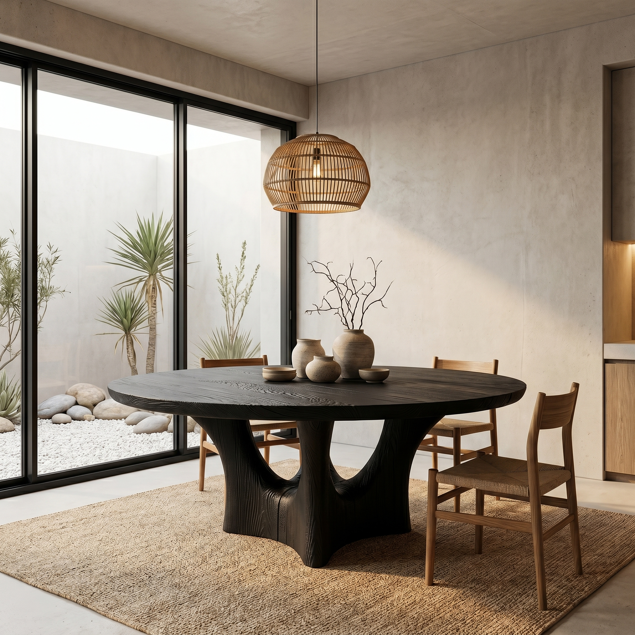 Contemporary Round Dining Table With Smooth Curved Base For Dining Room SINLHADT182