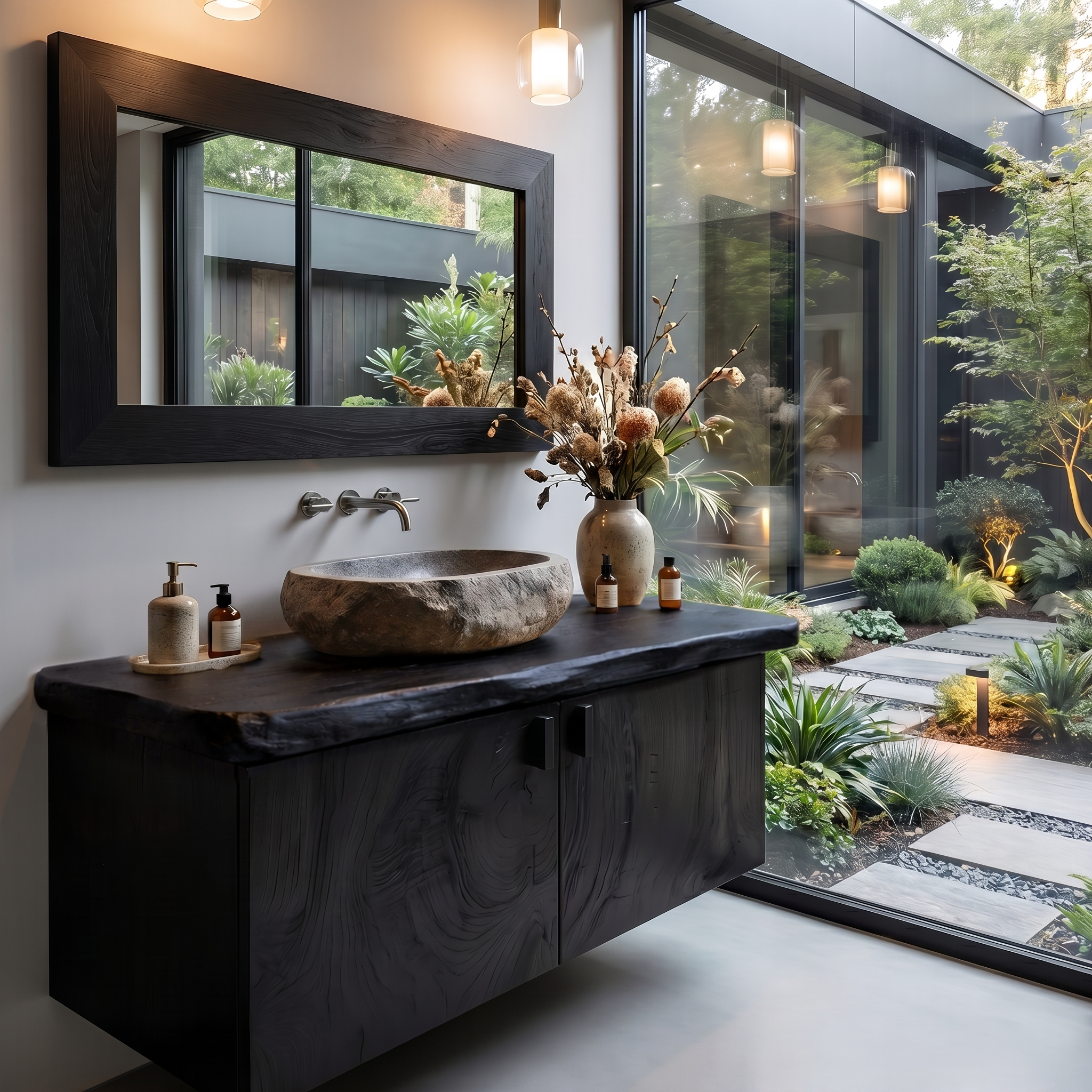 Rustic Natural Wood Bathroom Vanity For Bathroom And Powder Room SINLHABRV296