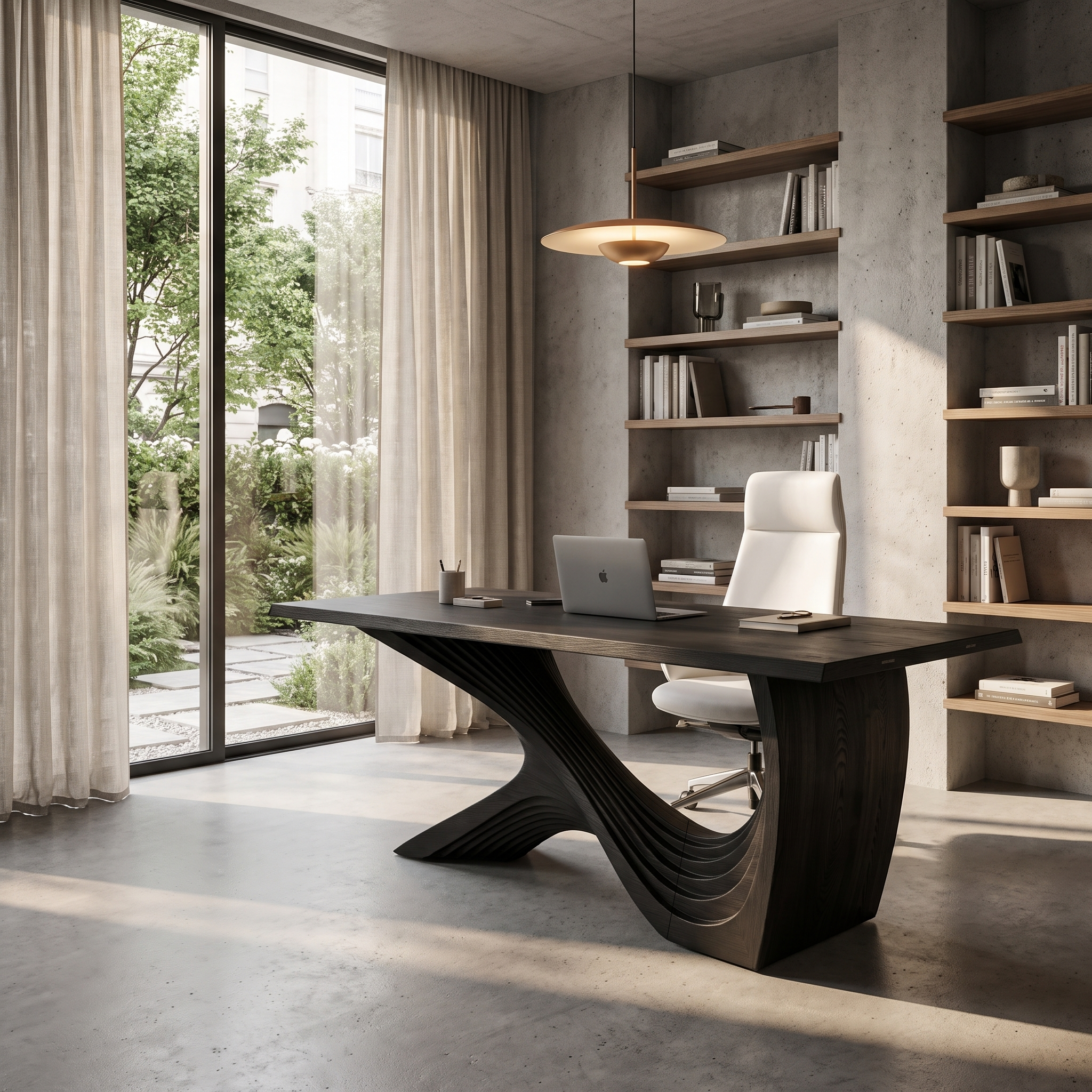 Organic Curved Base Desk Wooden Writing Desk For Home Office SINLHADE162