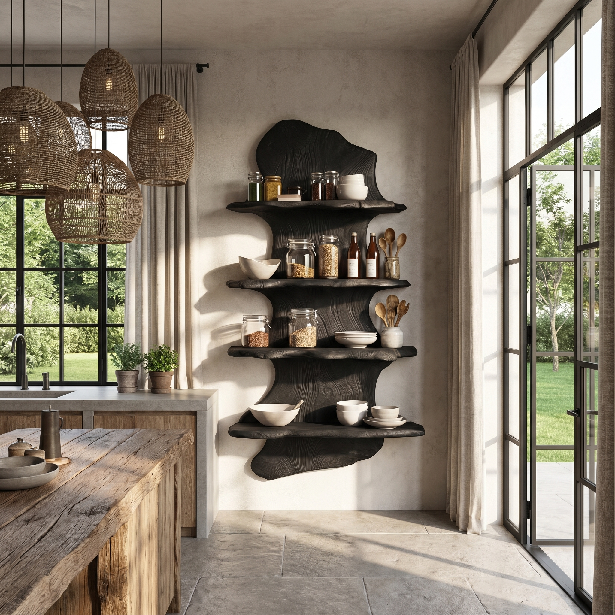 Handcrafted Floating Shelf Sculptural Tree Design For Home Decor SINLHAFL552