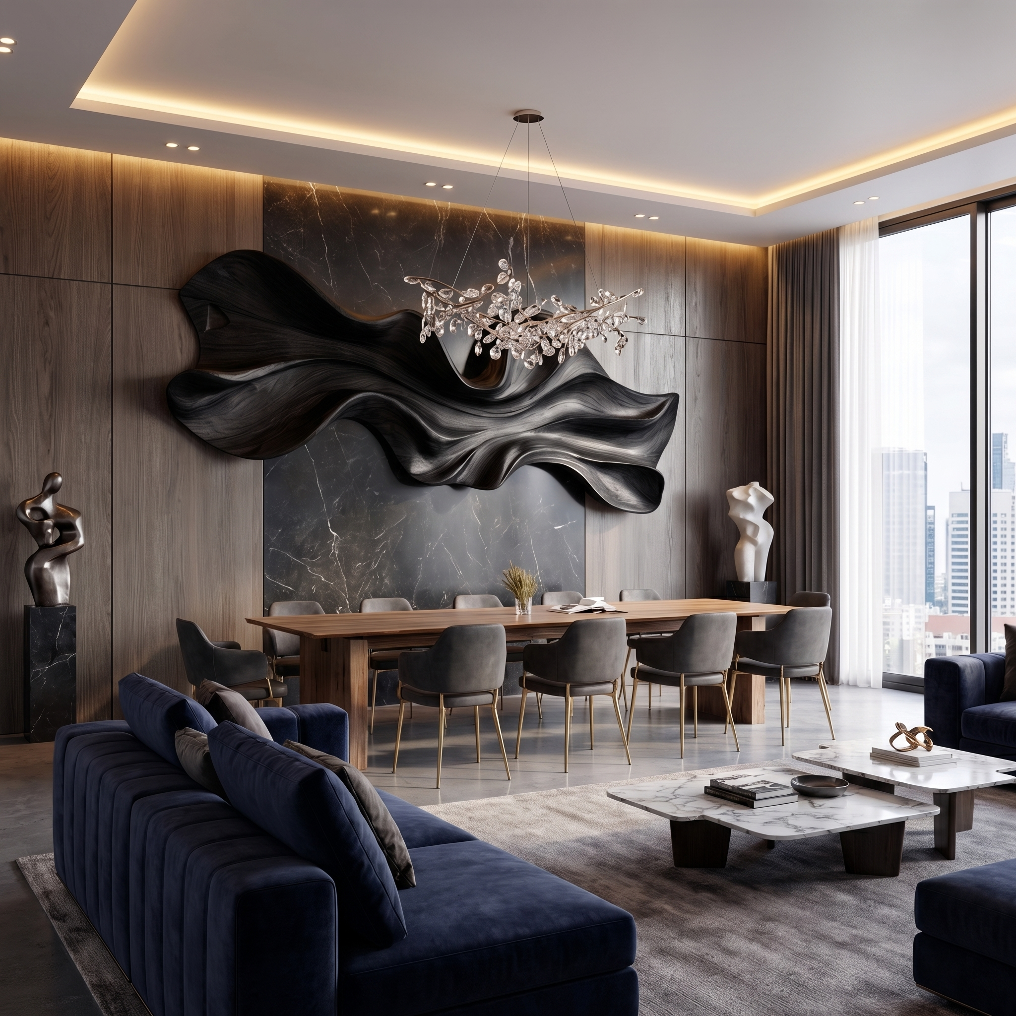 Modern Sculptural Wood Wall Decor For Living Room And Office Space SINLHAWD062