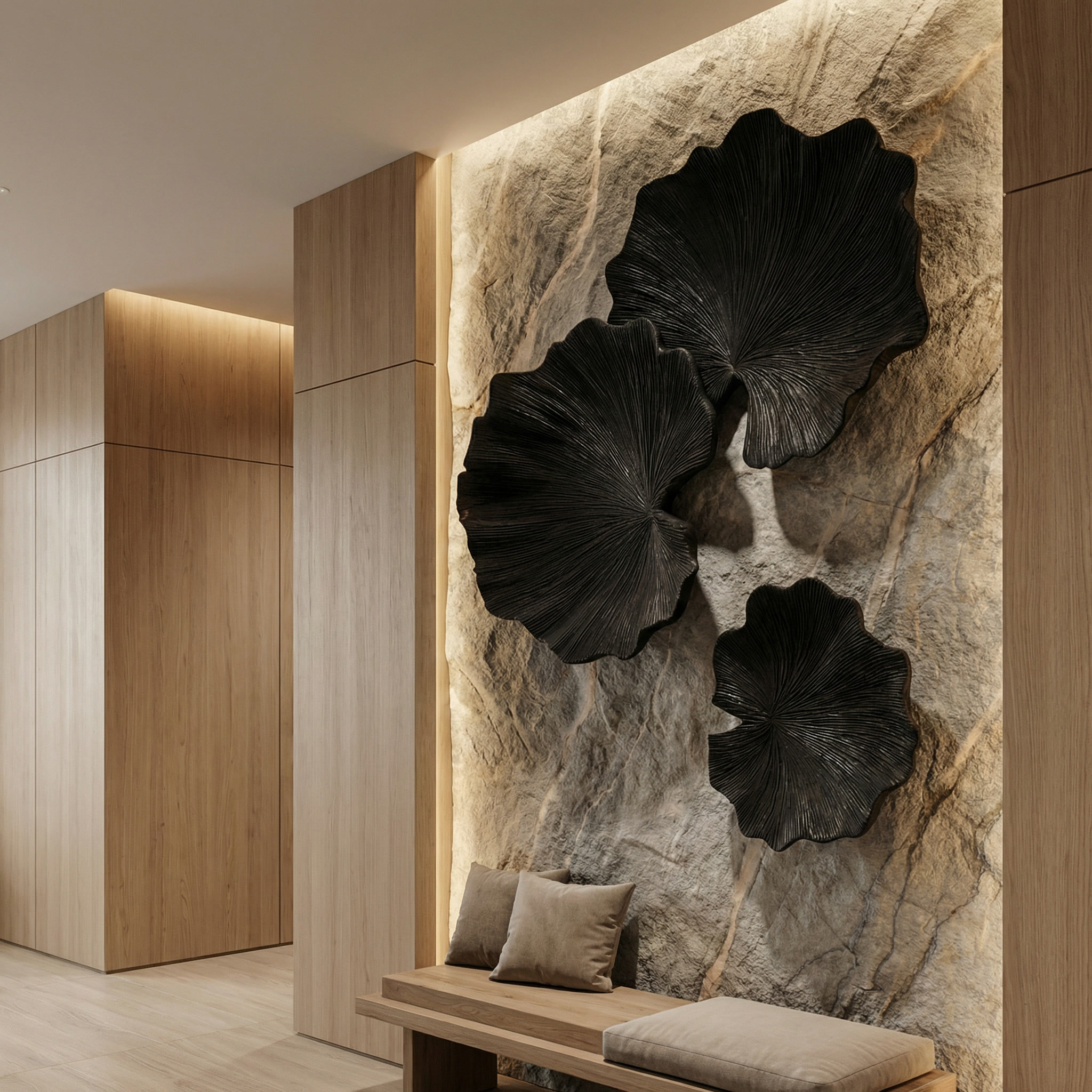Sculptural Leaf Wall Decor For Living Room And Bedroom SINLHAWD064