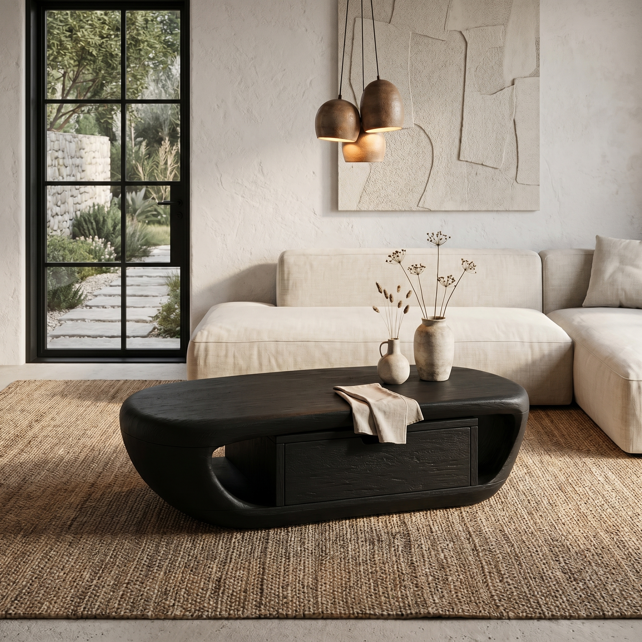 Modern Coffee Table With Built In Storage Shelf For Living Room SINLHACF369