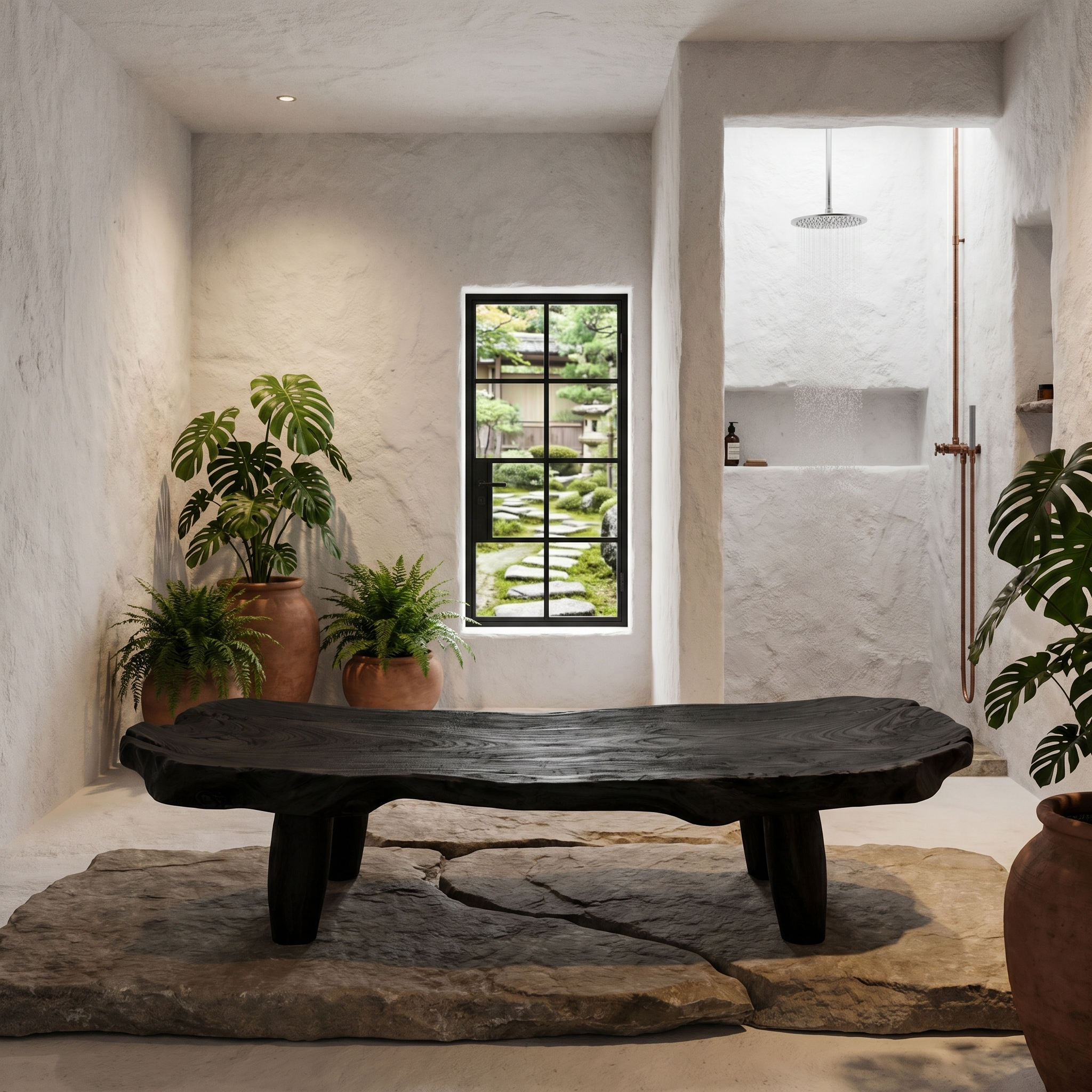 Organic Live Edge Shower Bench For Bathroom SINLHARS123